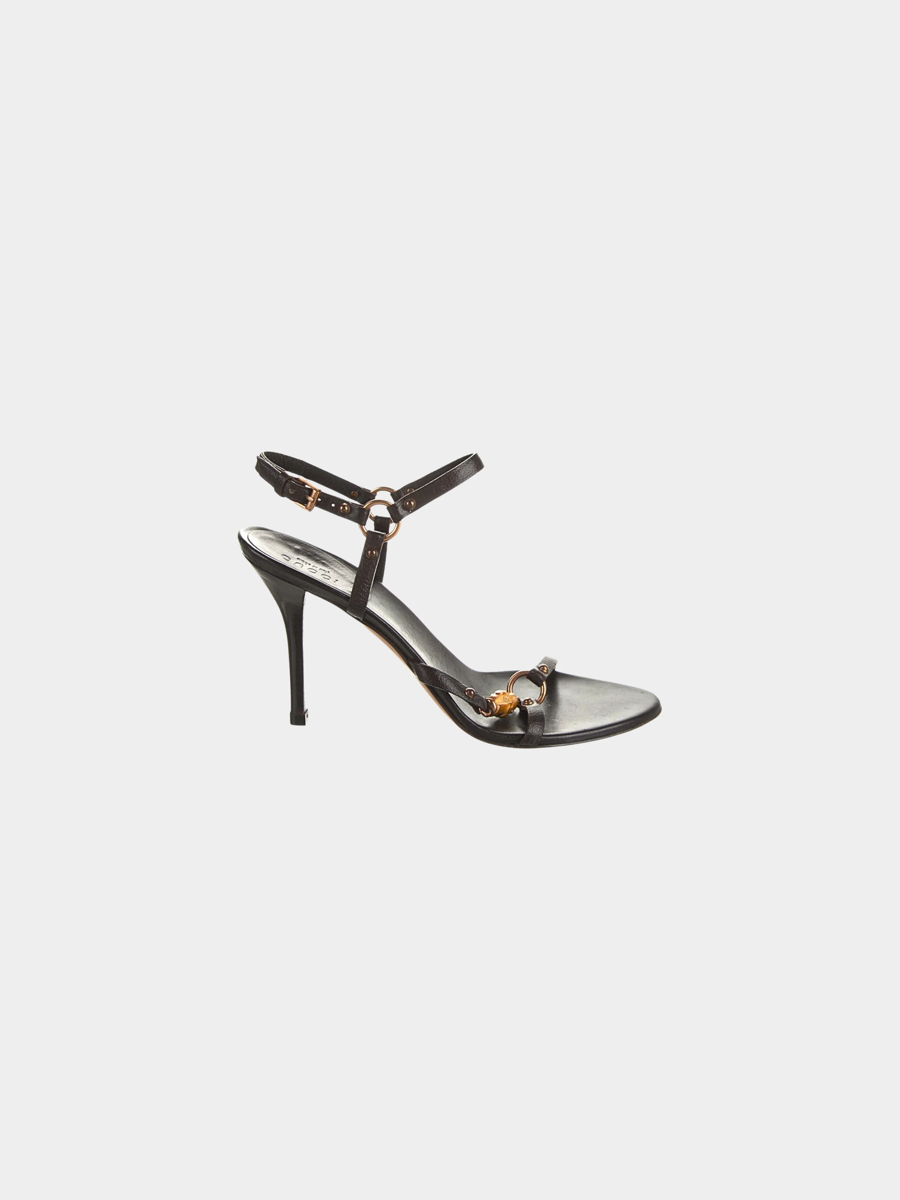 Gucci 2000s Brown Leather Bamboo Tassel Open Toe Sandal