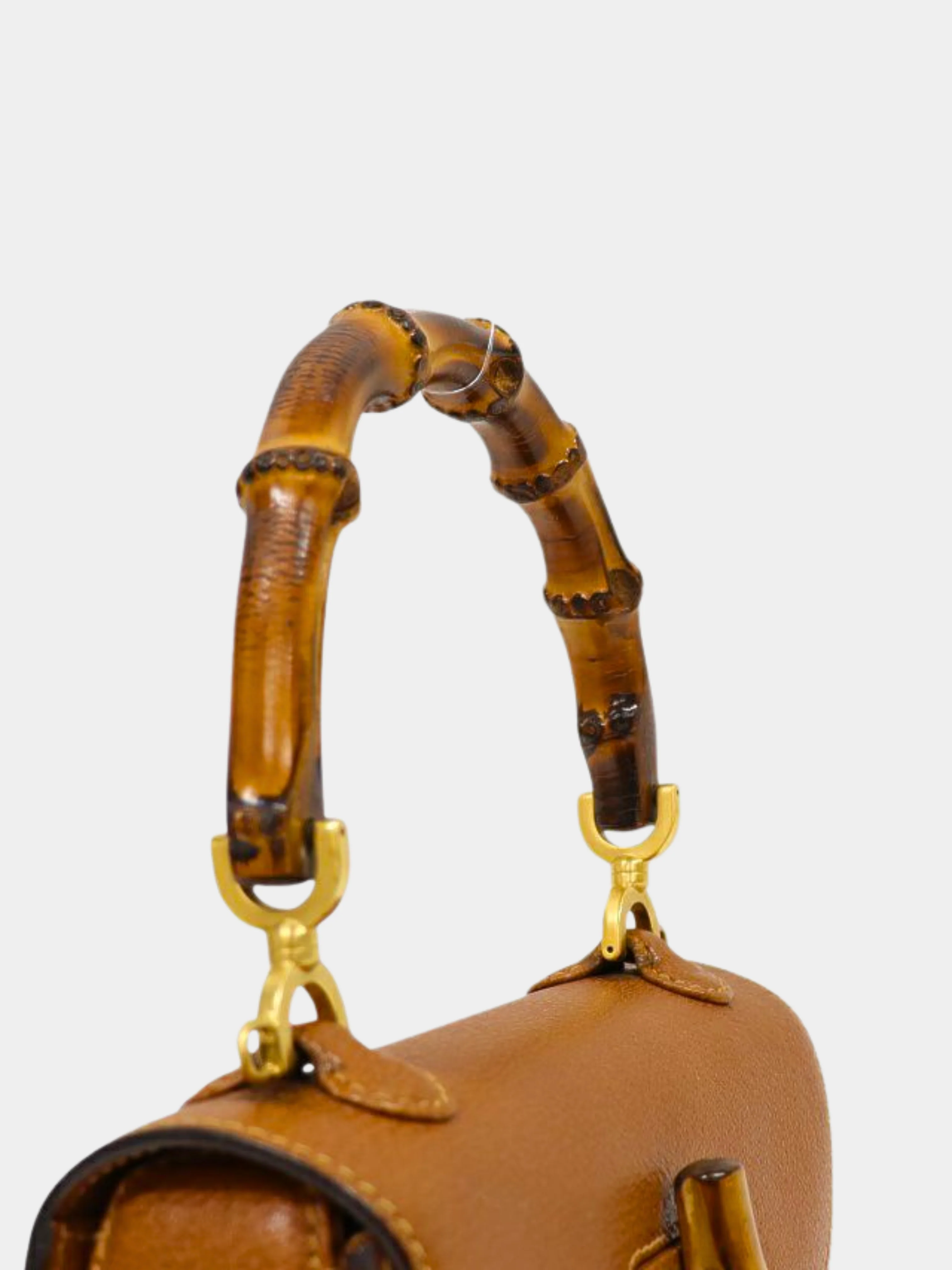 Gucci 2000s Brown Leather Bamboo Turn-Lock 2-Way Bag - Image 6