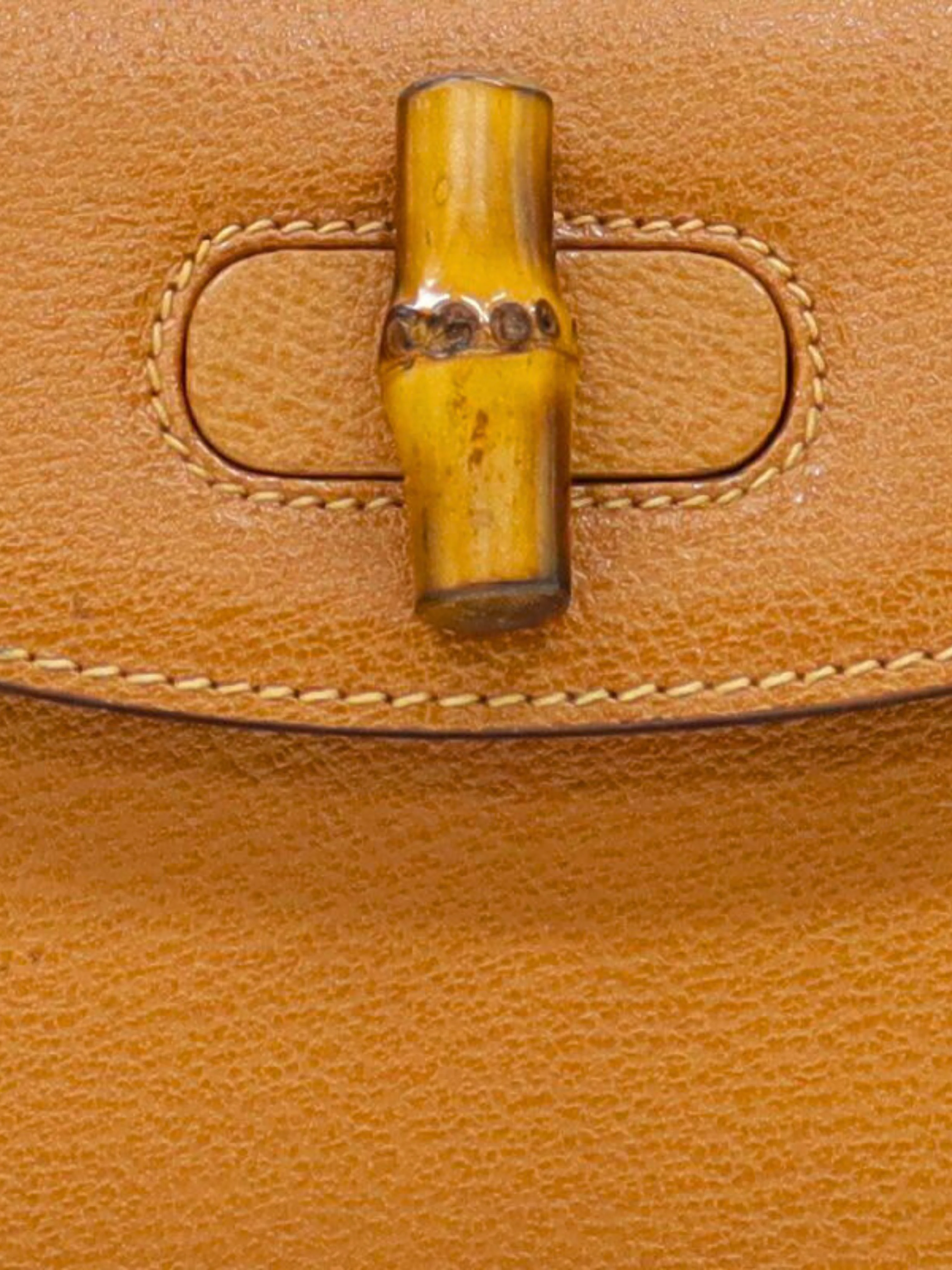 Gucci 2000s Brown Leather Bamboo Turn-Lock 2-Way Bag - Image 8