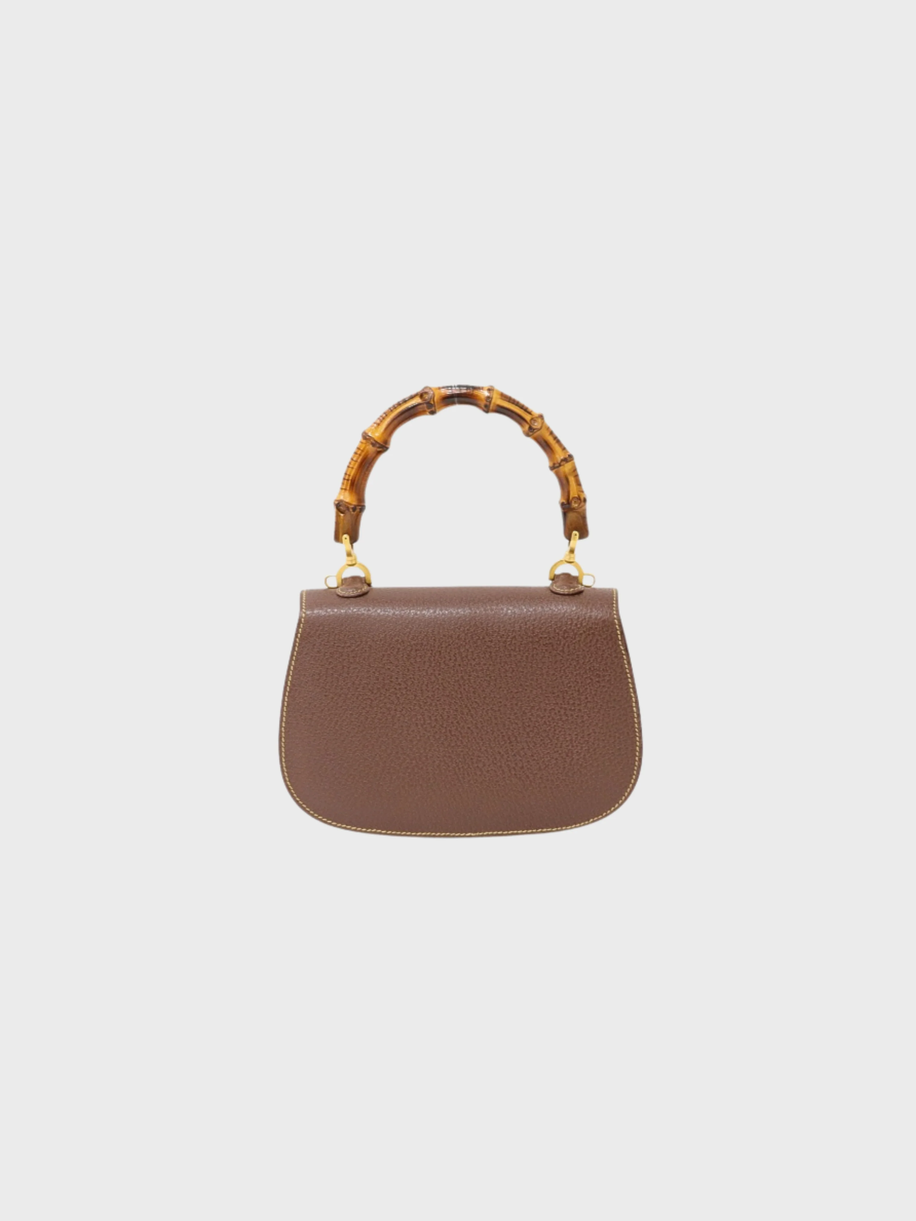 Gucci 2000s Brown Leather Bamboo Turn Lock Handbag - Image 2