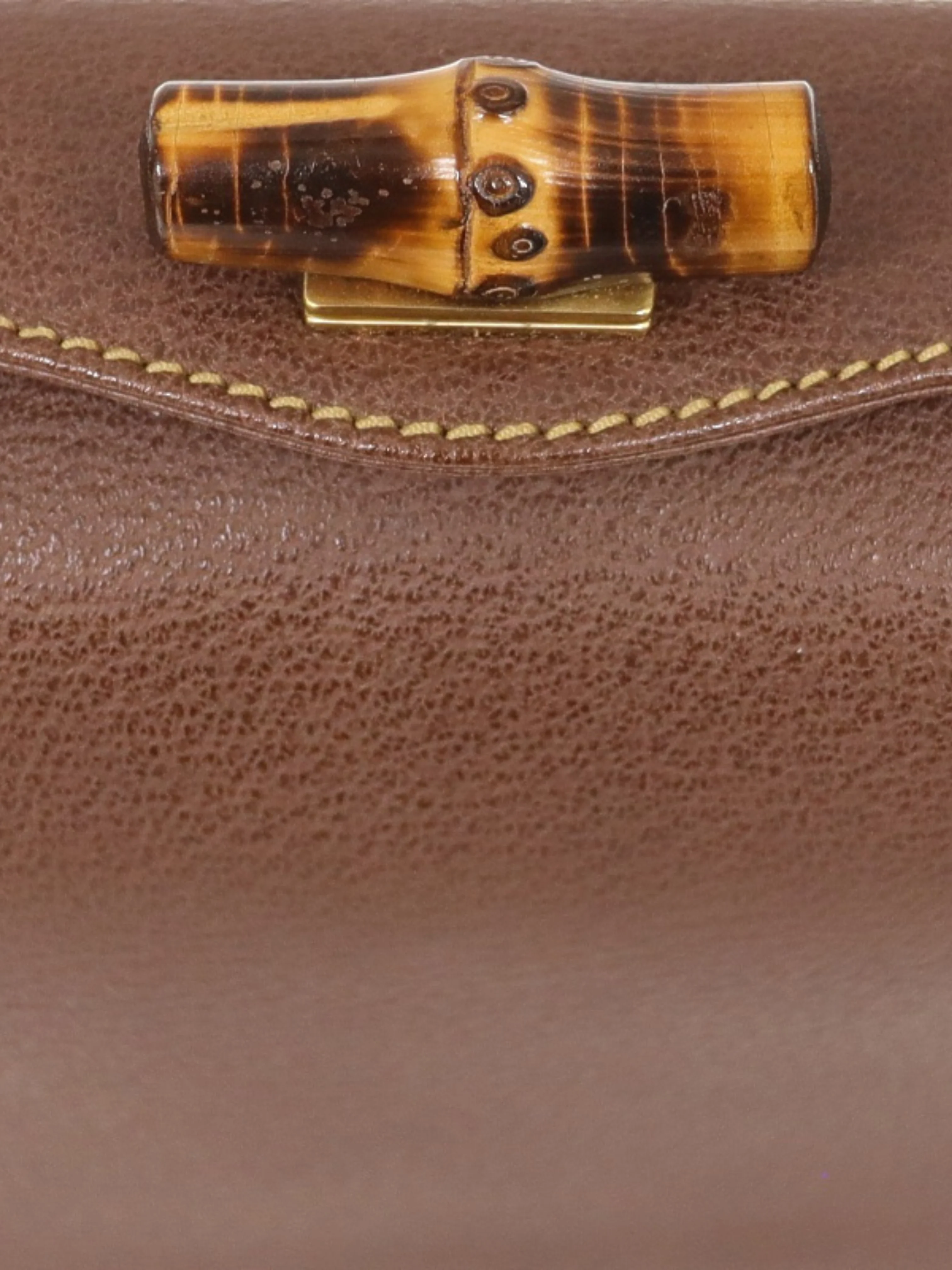 Gucci 1990s Brown Leather Bamboo Turn Lock Handbag - Image 6