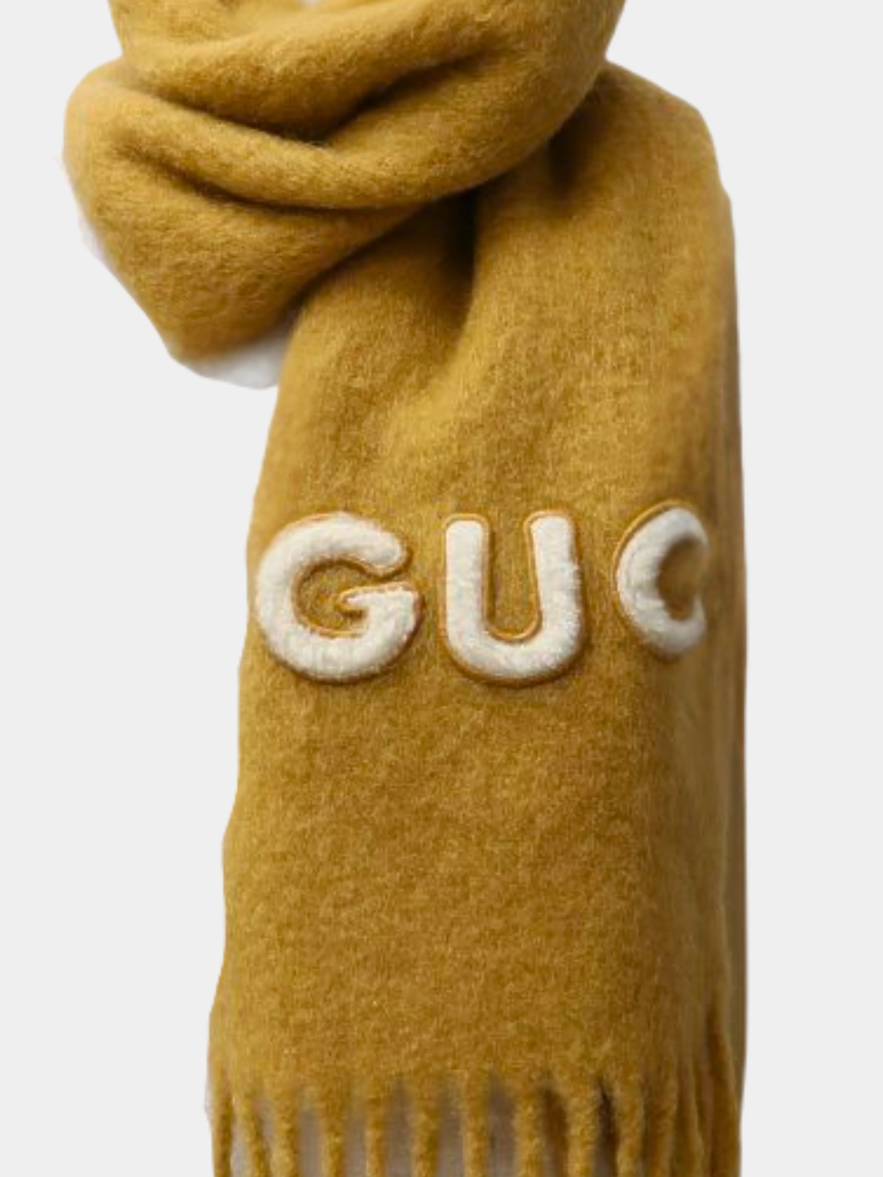 Gucci 2000s Brown Logo Wool Mohair Scarf - Image 5