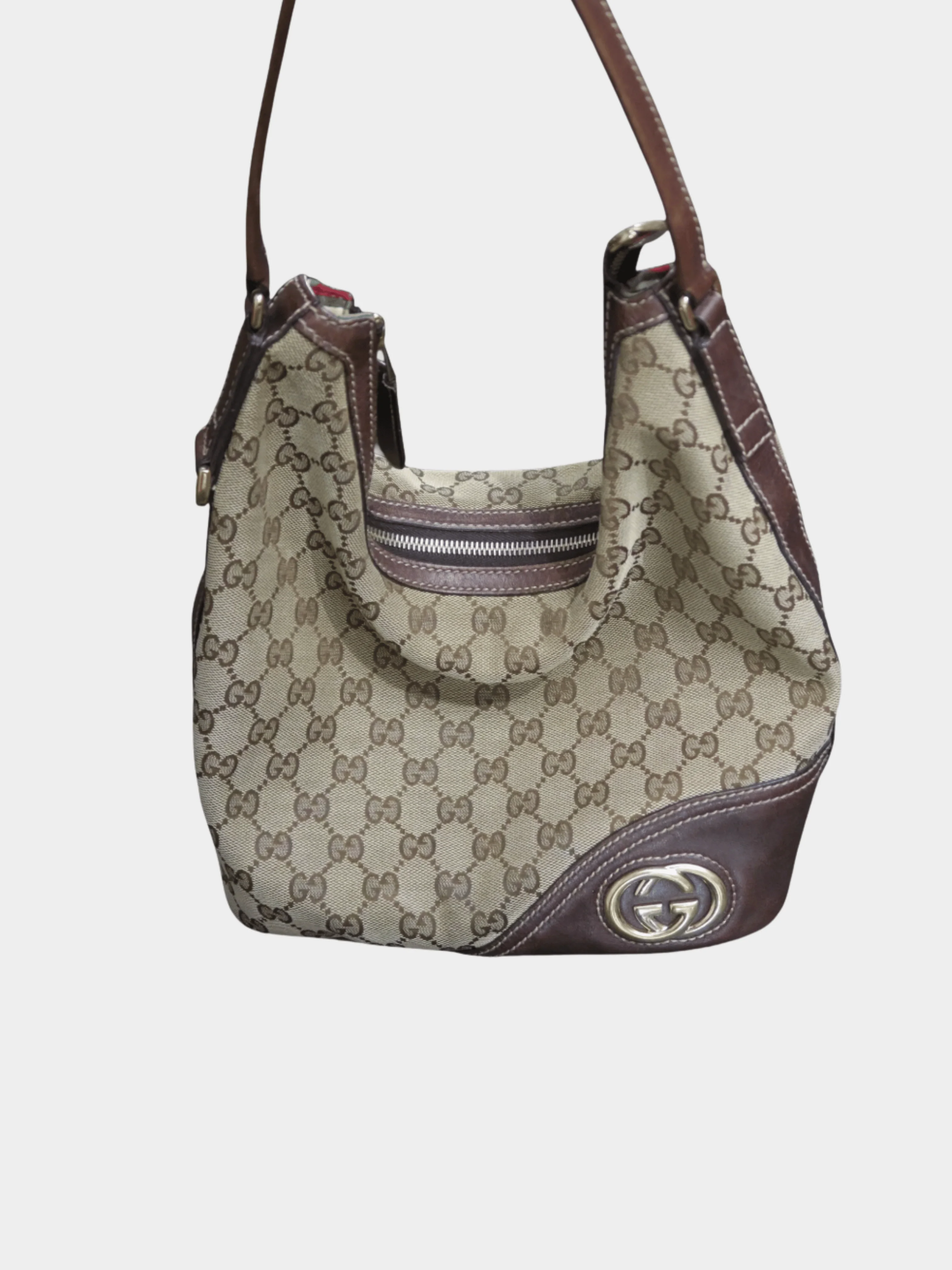 Gucci 2000s Brown Monogram Canvas Horsebit Bag - Image 2