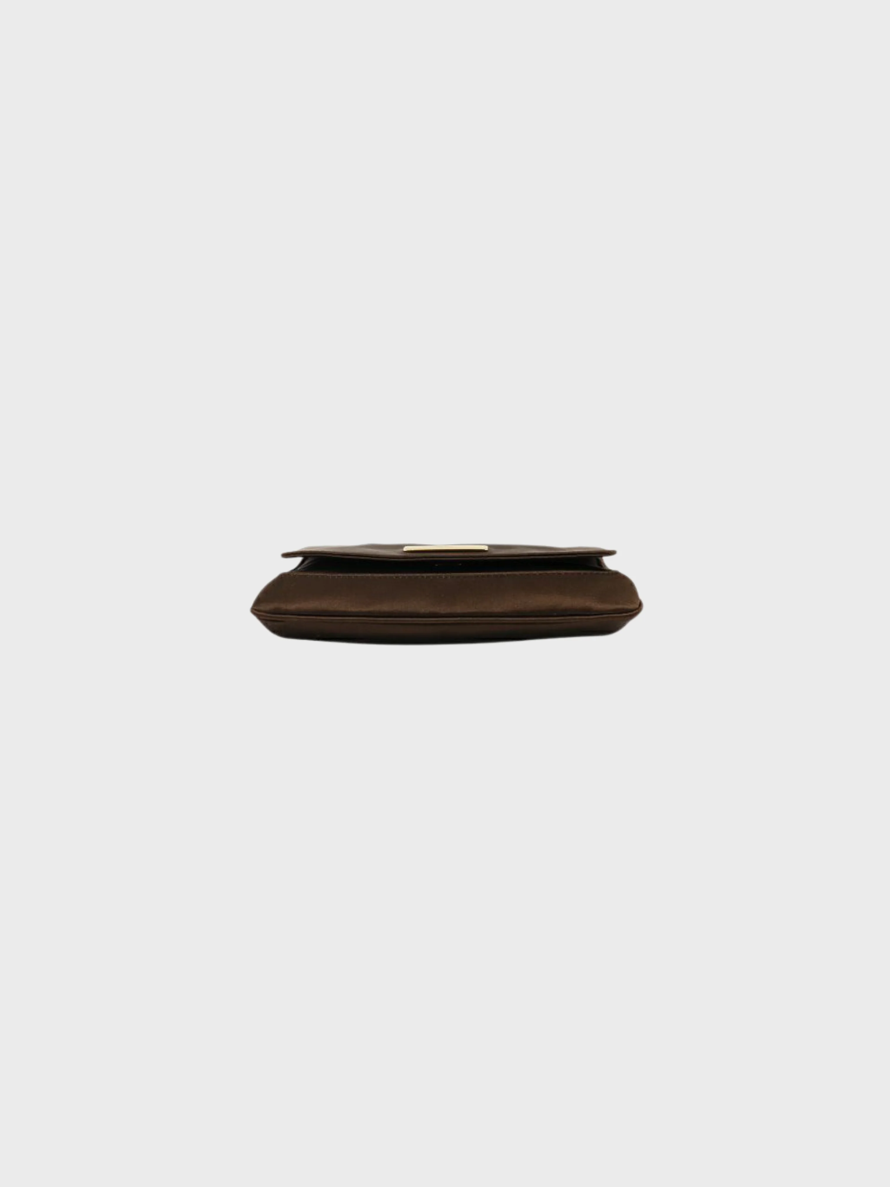 Gucci 2000s Brown Satin Chain One-Shoulder Bag - Image 4