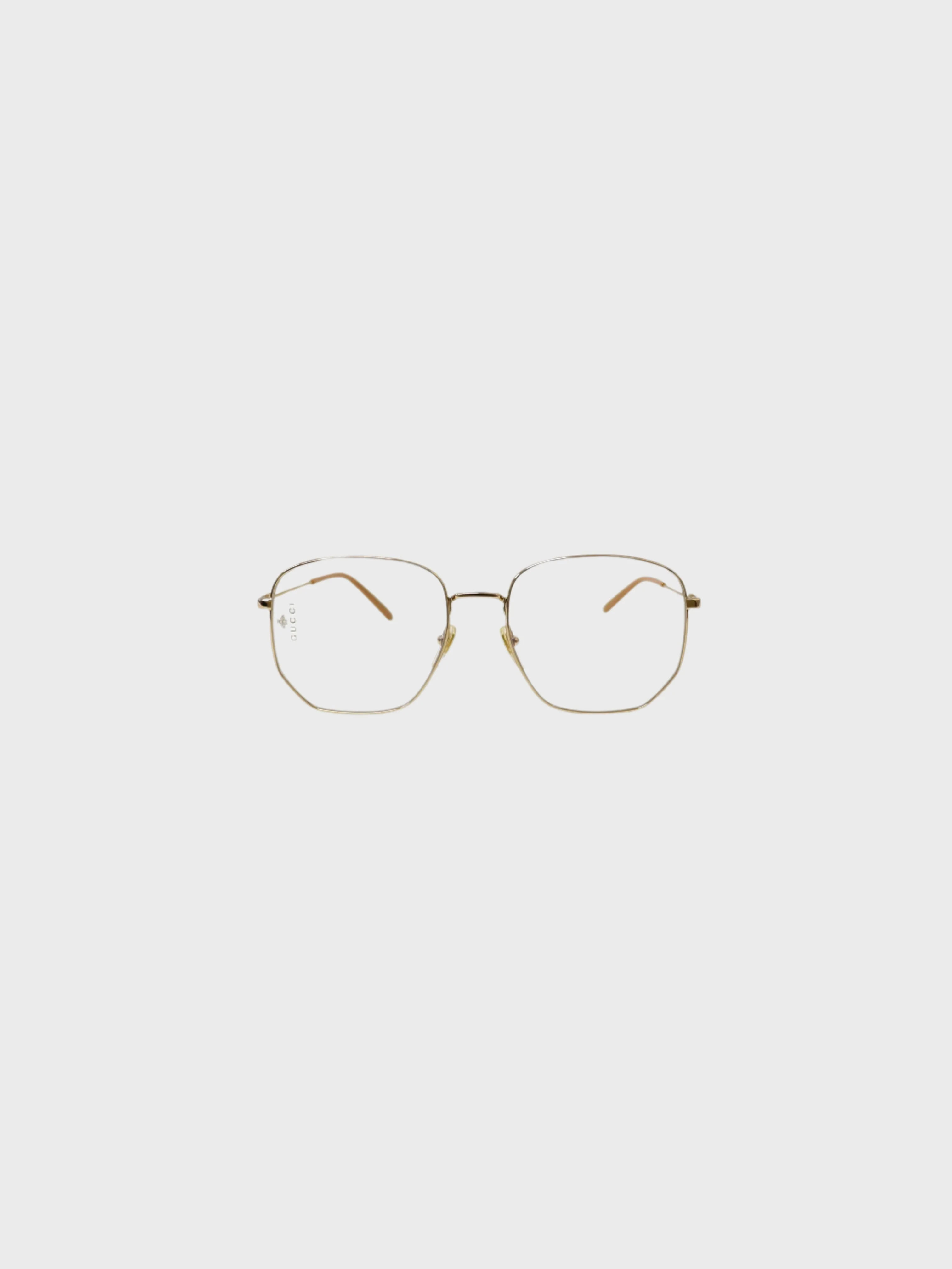 Gucci 2000s Gold Beige Square Frame Glasses