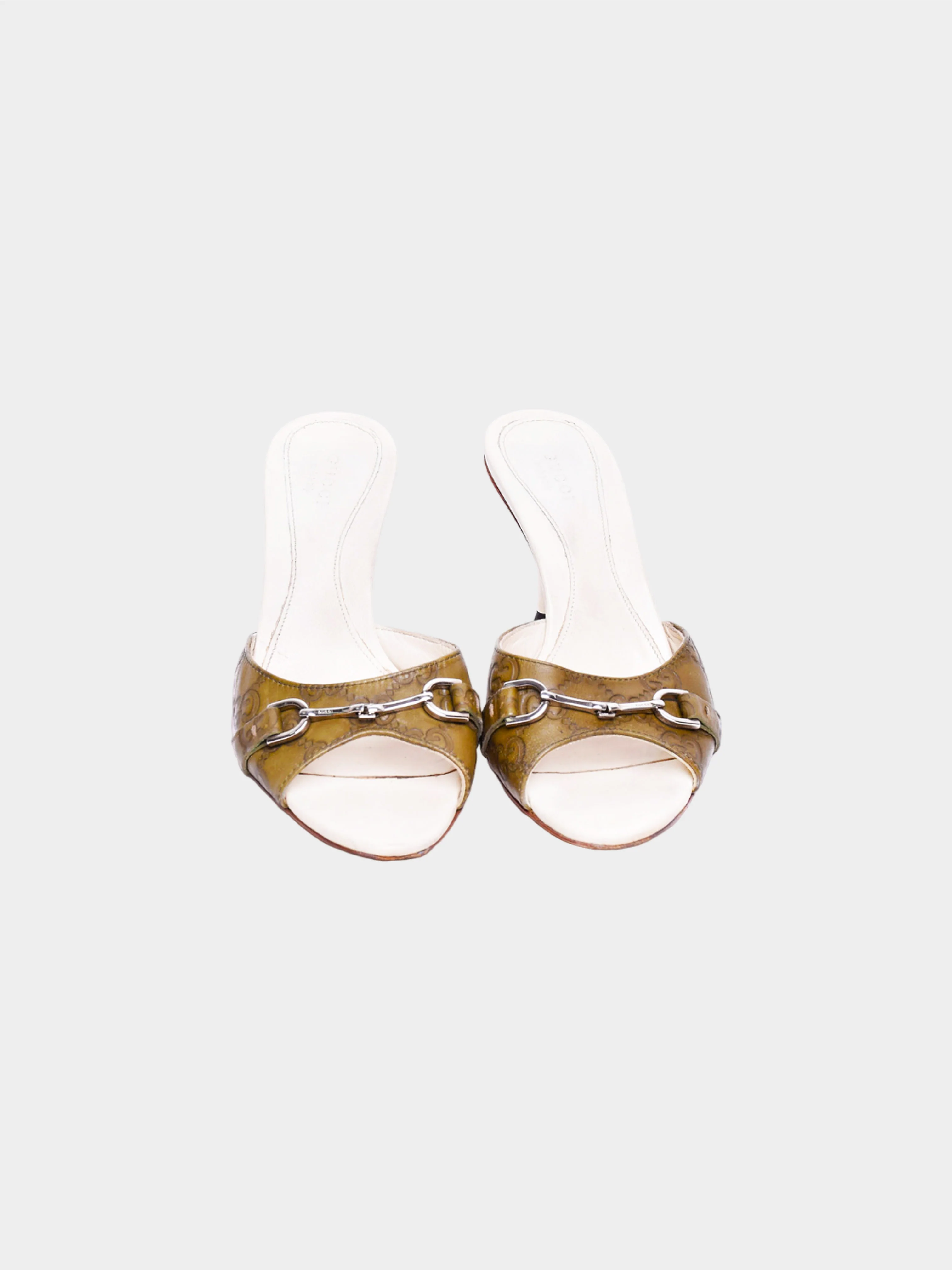 Gucci 2000s Olive Guccissima Leather Horsebit Heels - Image 2