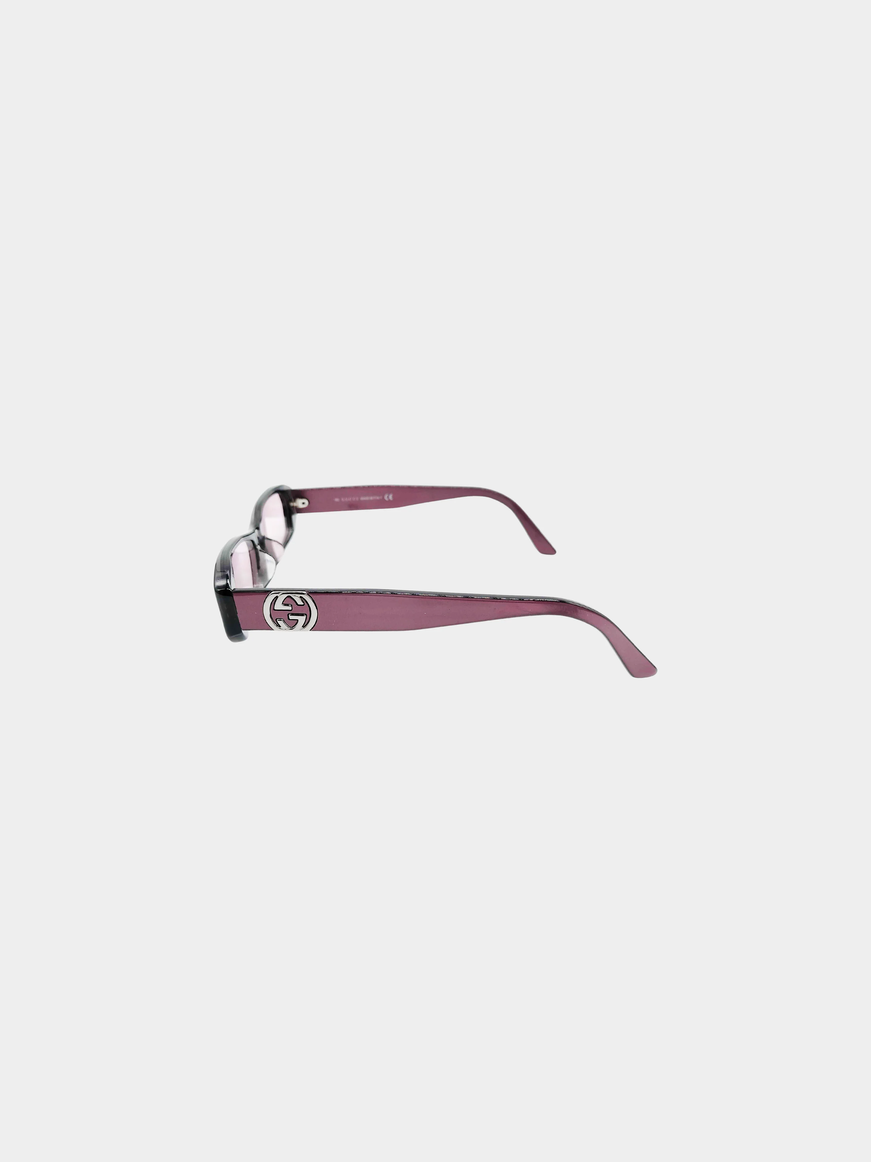 Gucci 2000s Purple GG-9051 Narrow Rectangular Sunglasses - Image 3