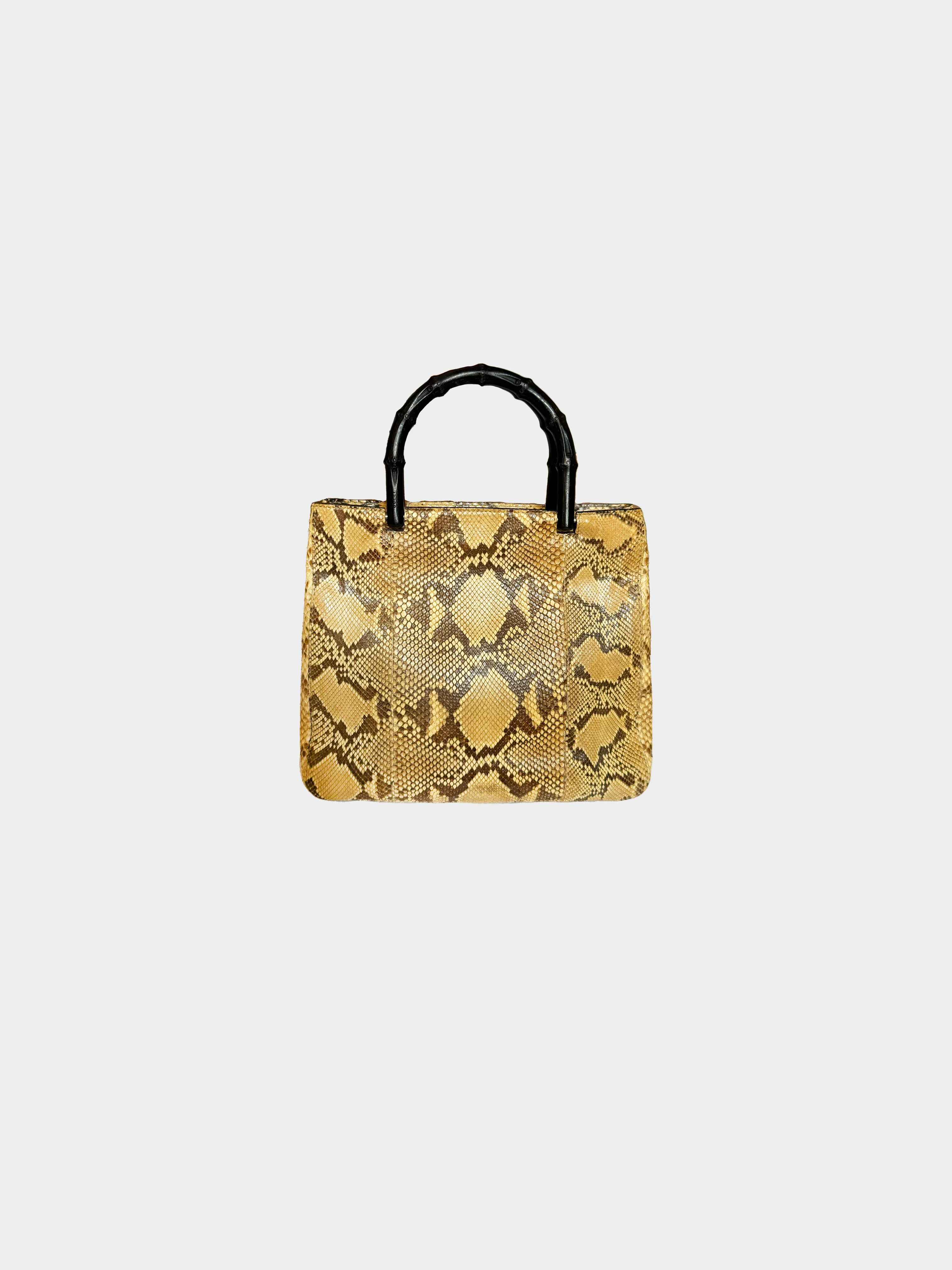 Gucci 2000s Python Leather Bamboo Top Handle Bag - Image 2
