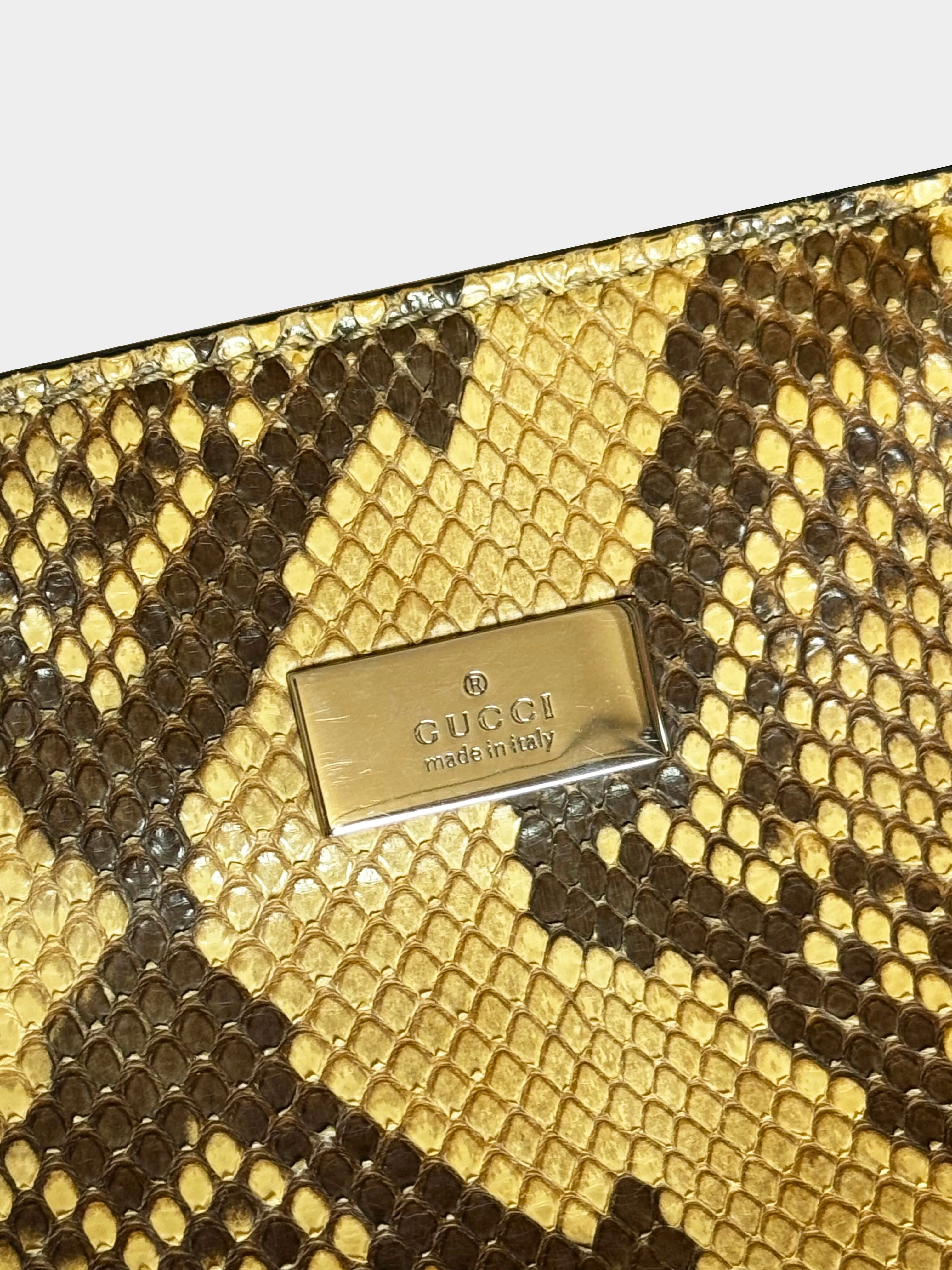 Gucci 2000s Python Leather Bamboo Top Handle Bag - Image 3