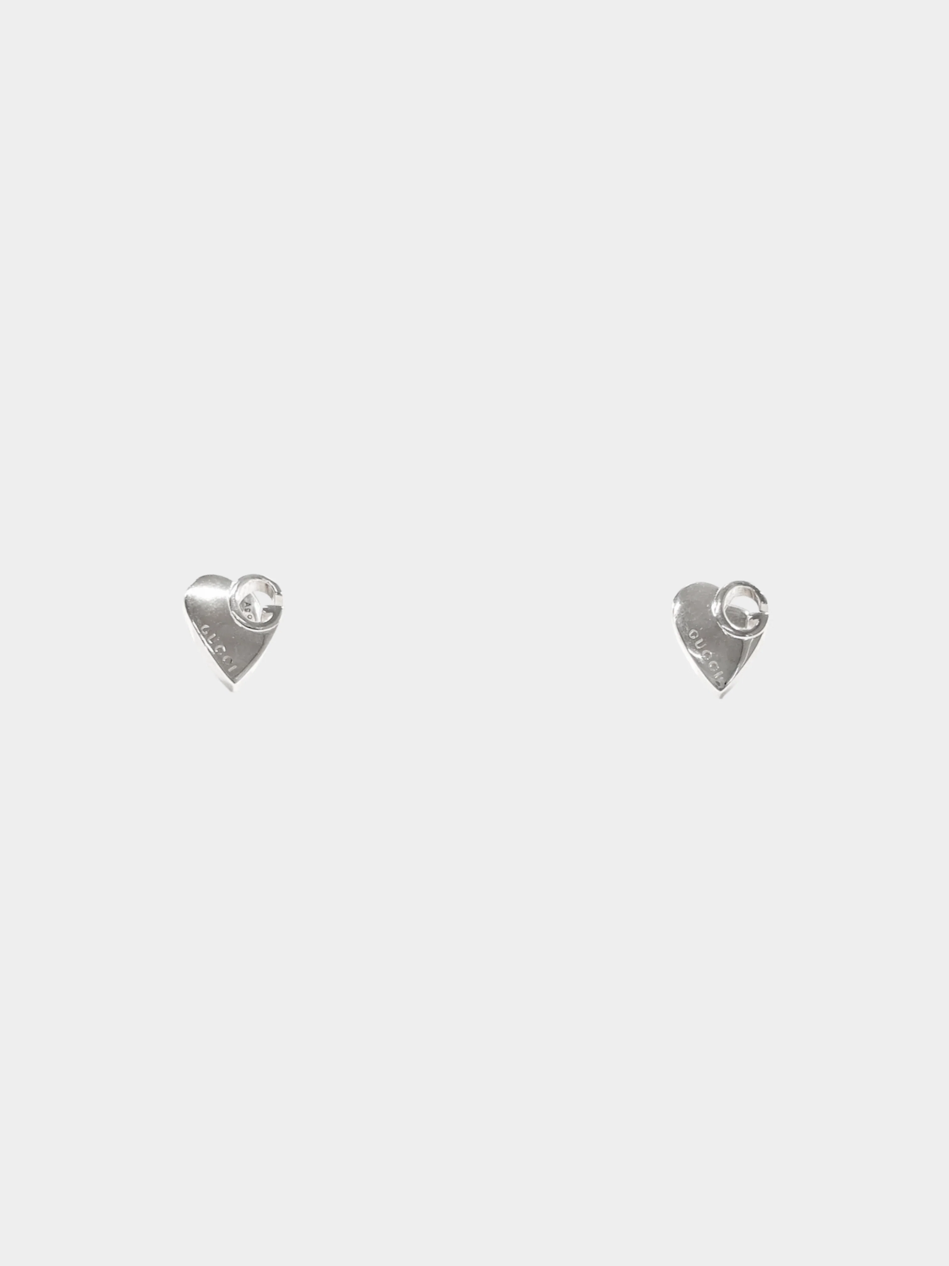 Gucci 2000s Silver Heart Stud Earrings