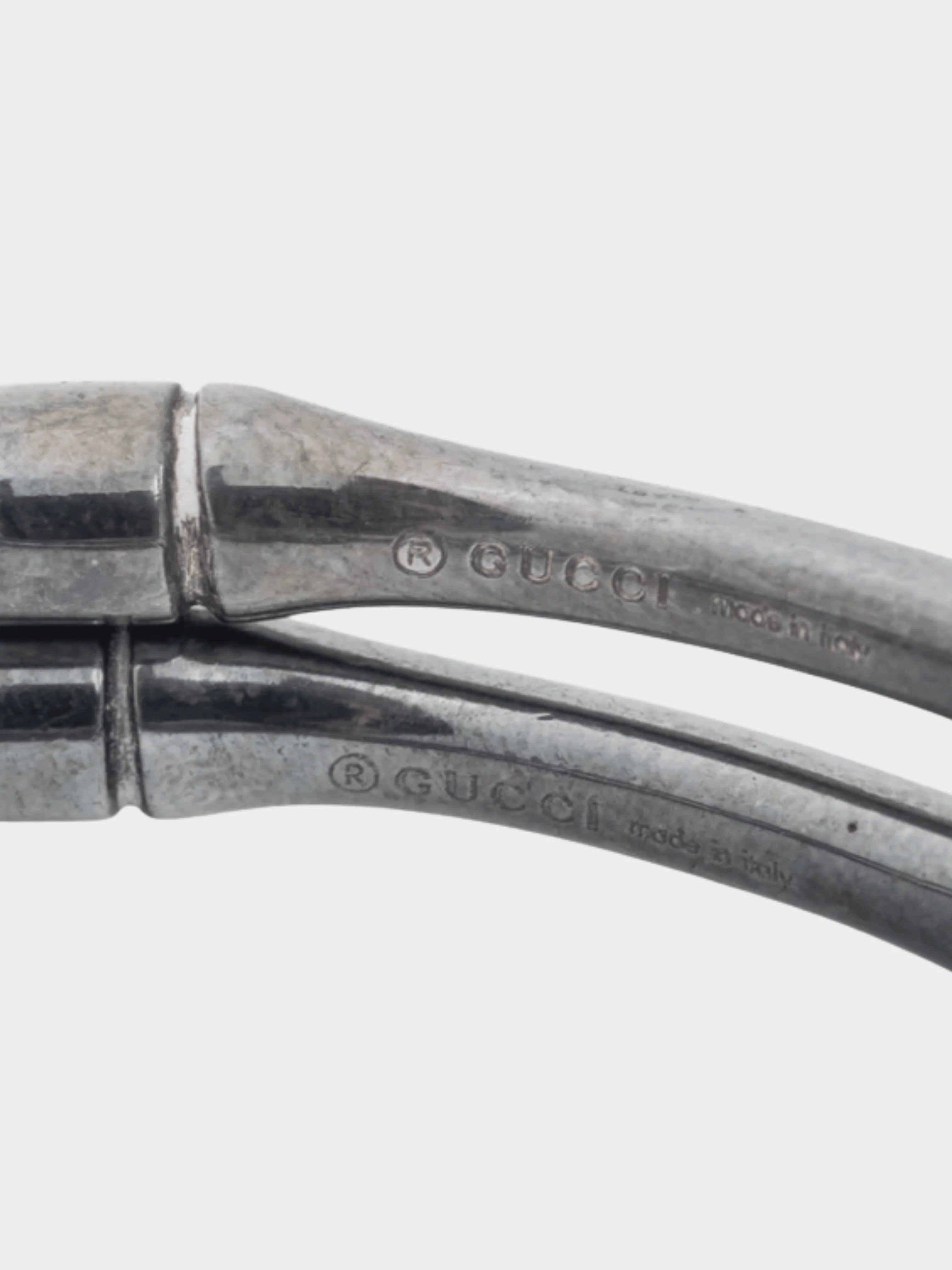Gucci 2000s Sterling Silver Bamboo Hoop Earrings - Image 5