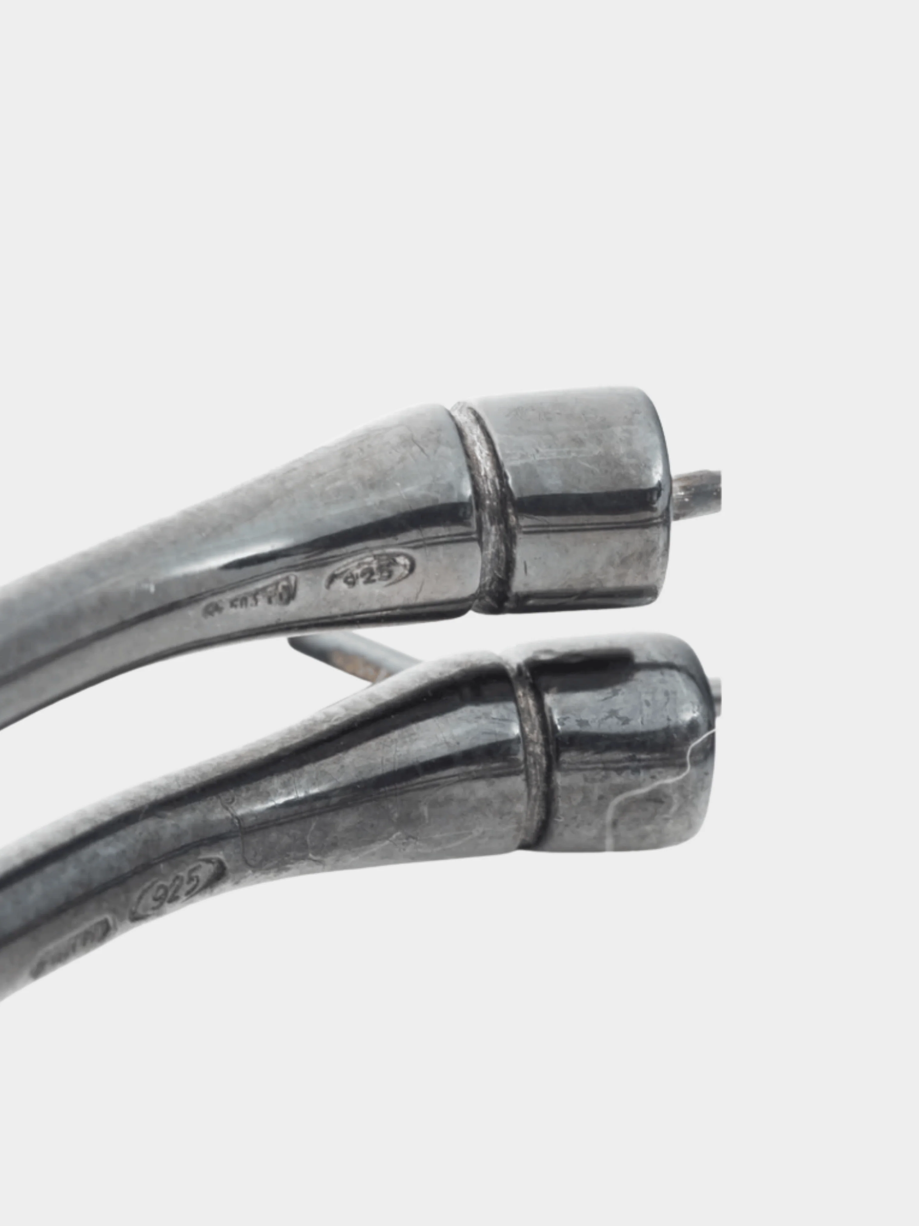 Gucci 2000s Sterling Silver Bamboo Hoop Earrings - Image 6