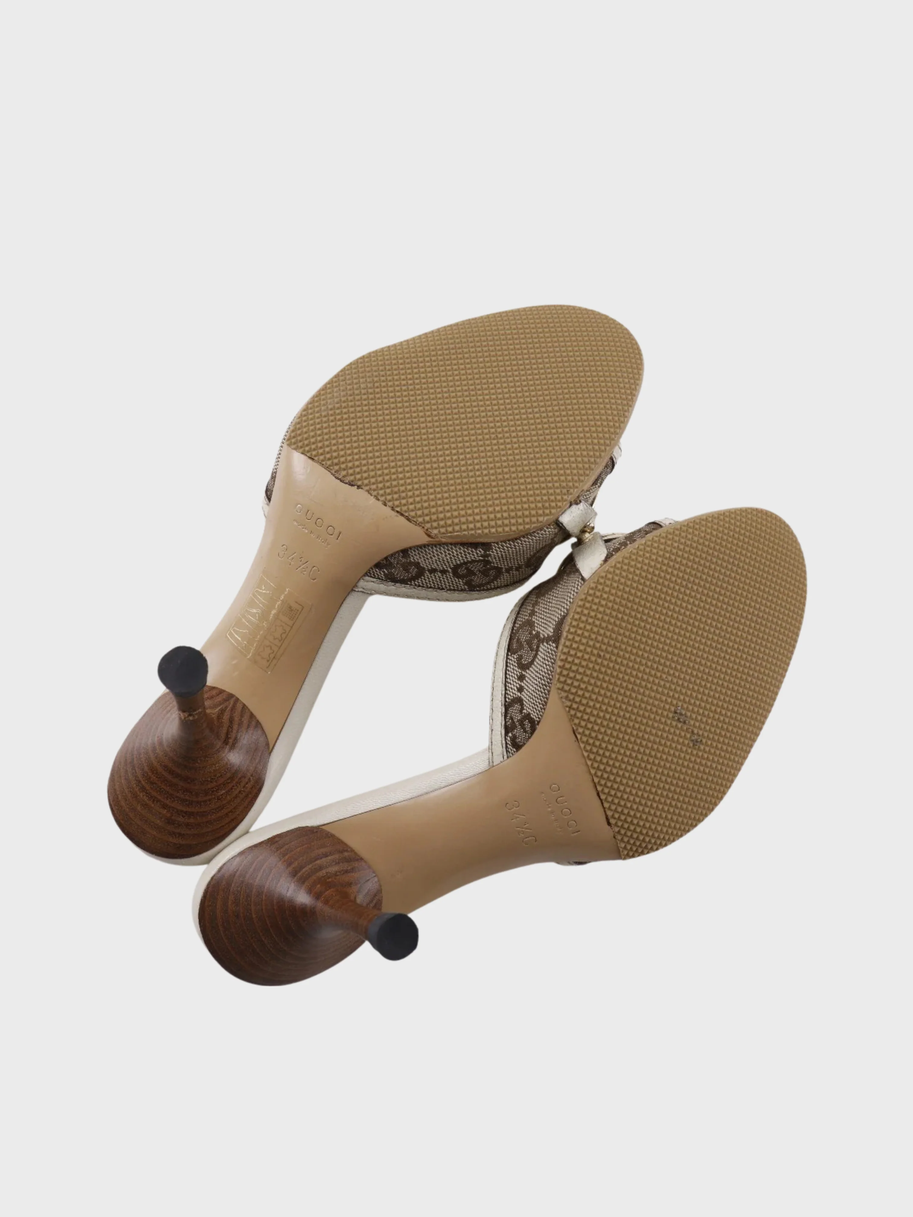 Gucci 2000s White GG Canvas Bamboo Bit Mules - Image 4
