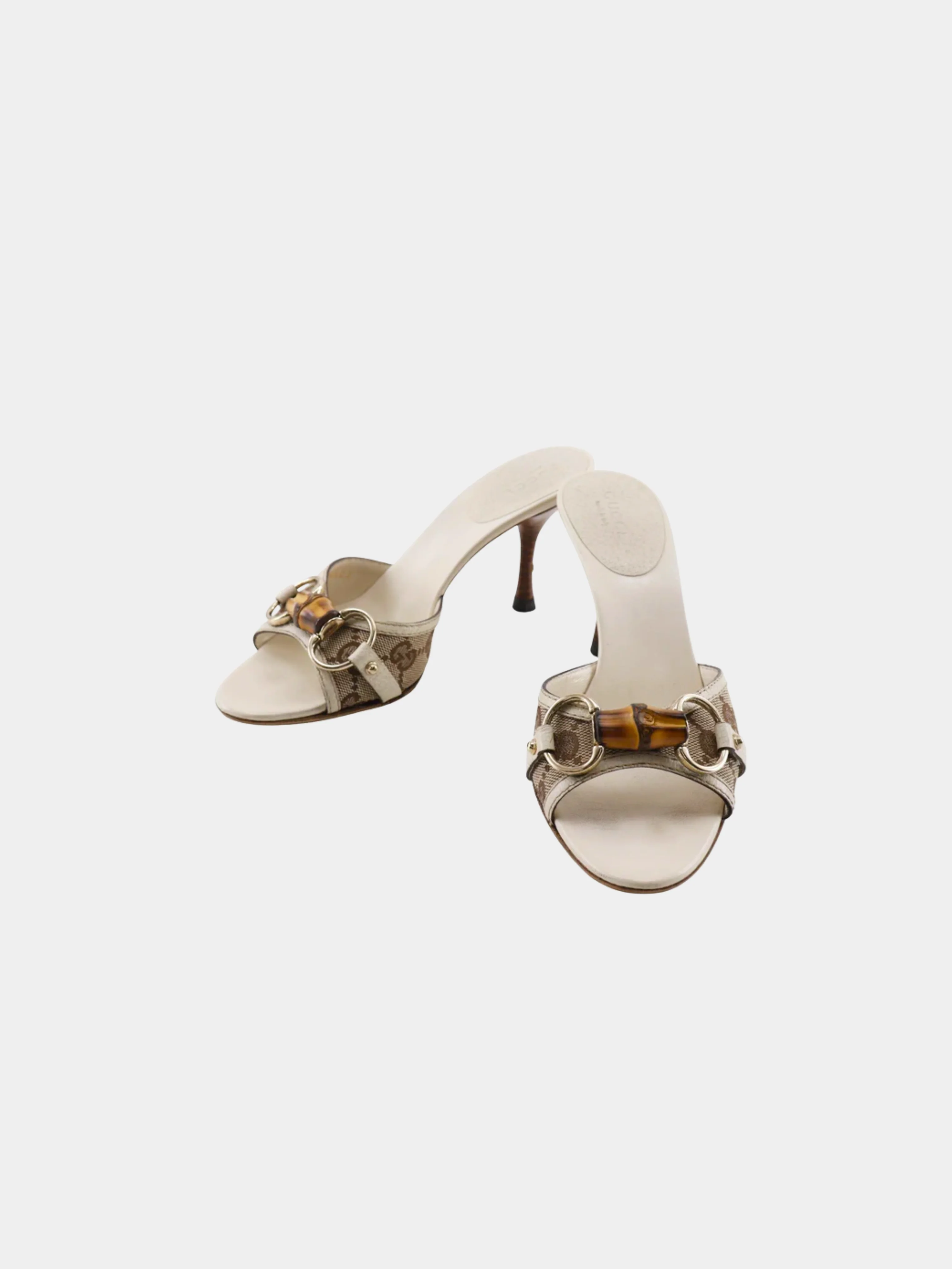 Gucci 2000s White Guccissima Leather Bamboo Horsebit Heels - Image 2