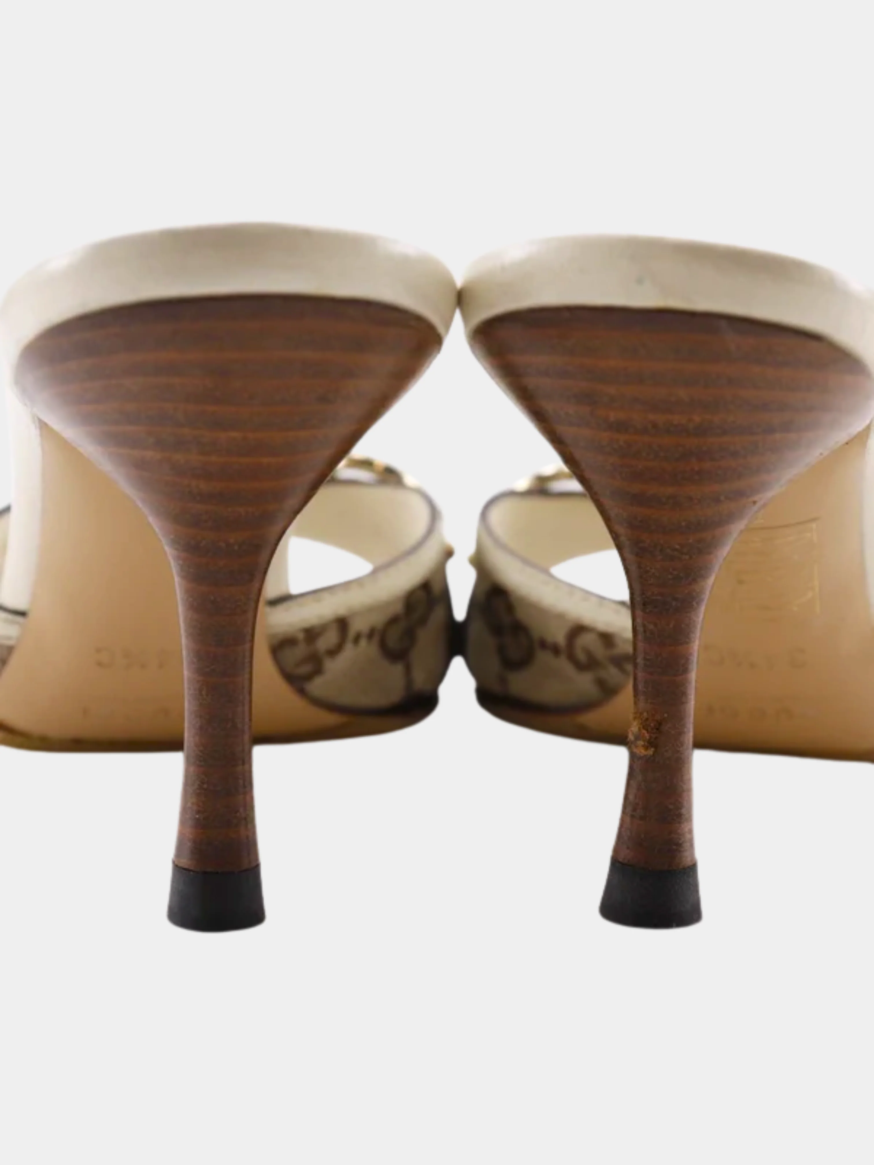 Gucci 2000s White Guccissima Leather Bamboo Horsebit Heels - Image 3