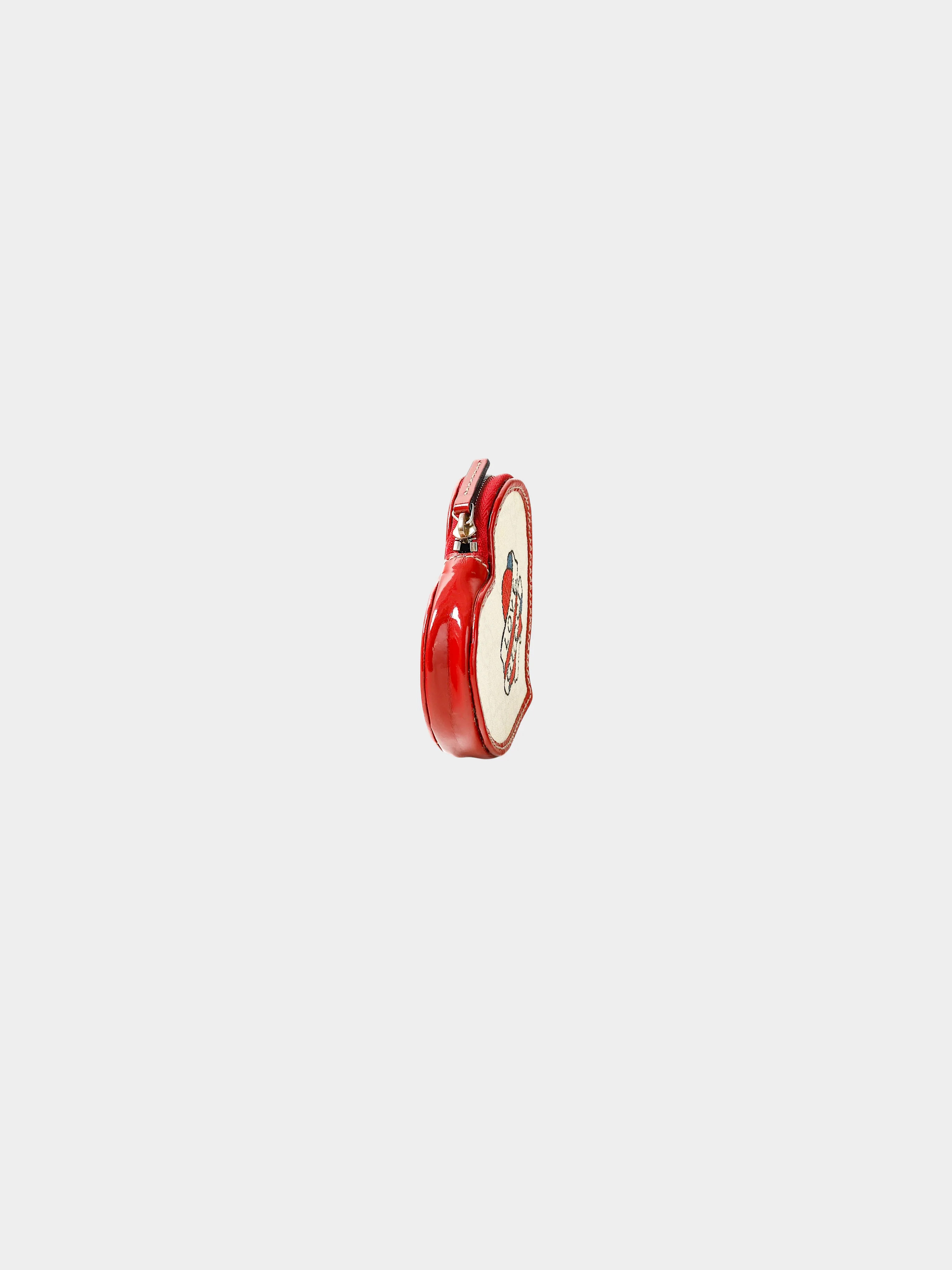 Gucci 2008 Red Patent Leather and Monogram Coated Canvas Tattoo Heart Coin Purse - Image 3