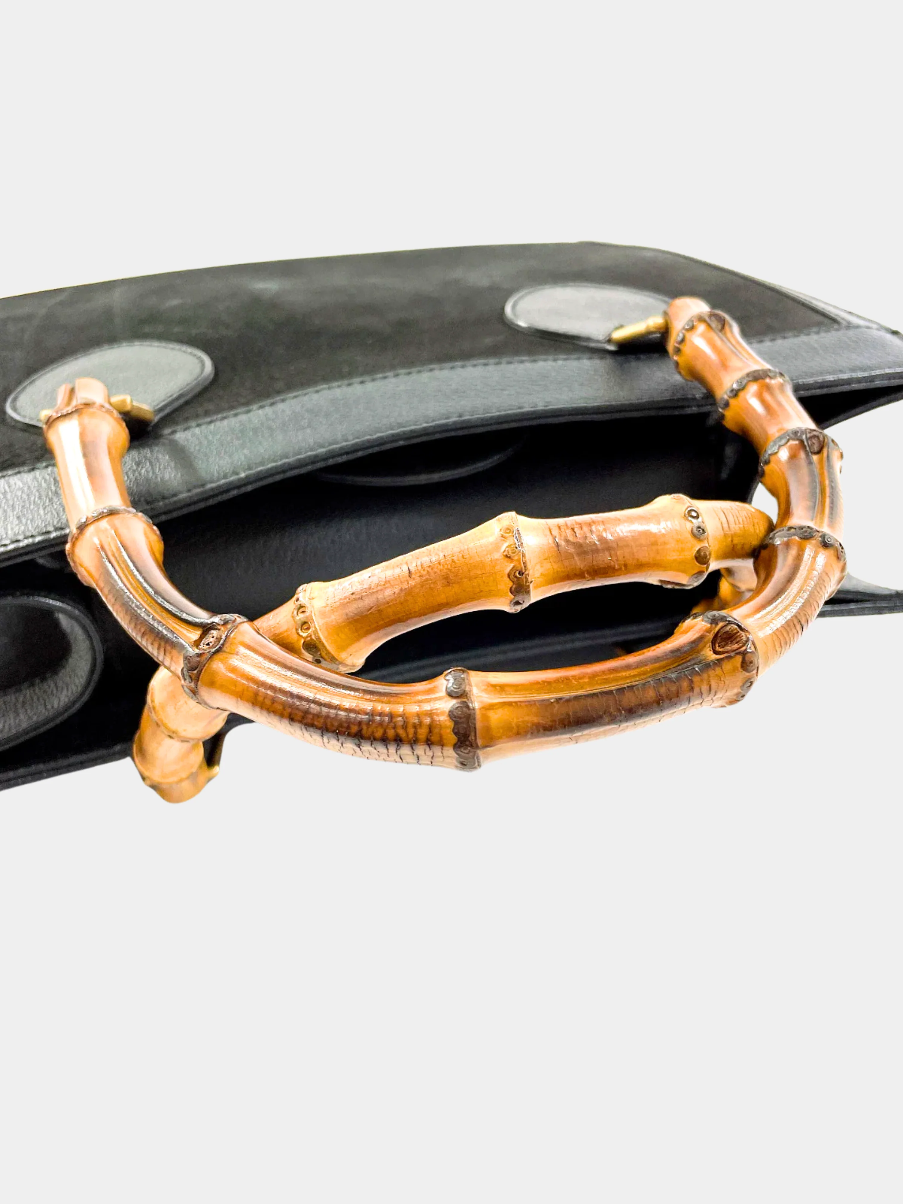 Gucci 2010s Black Bamboo Suede Handbag - Image 3