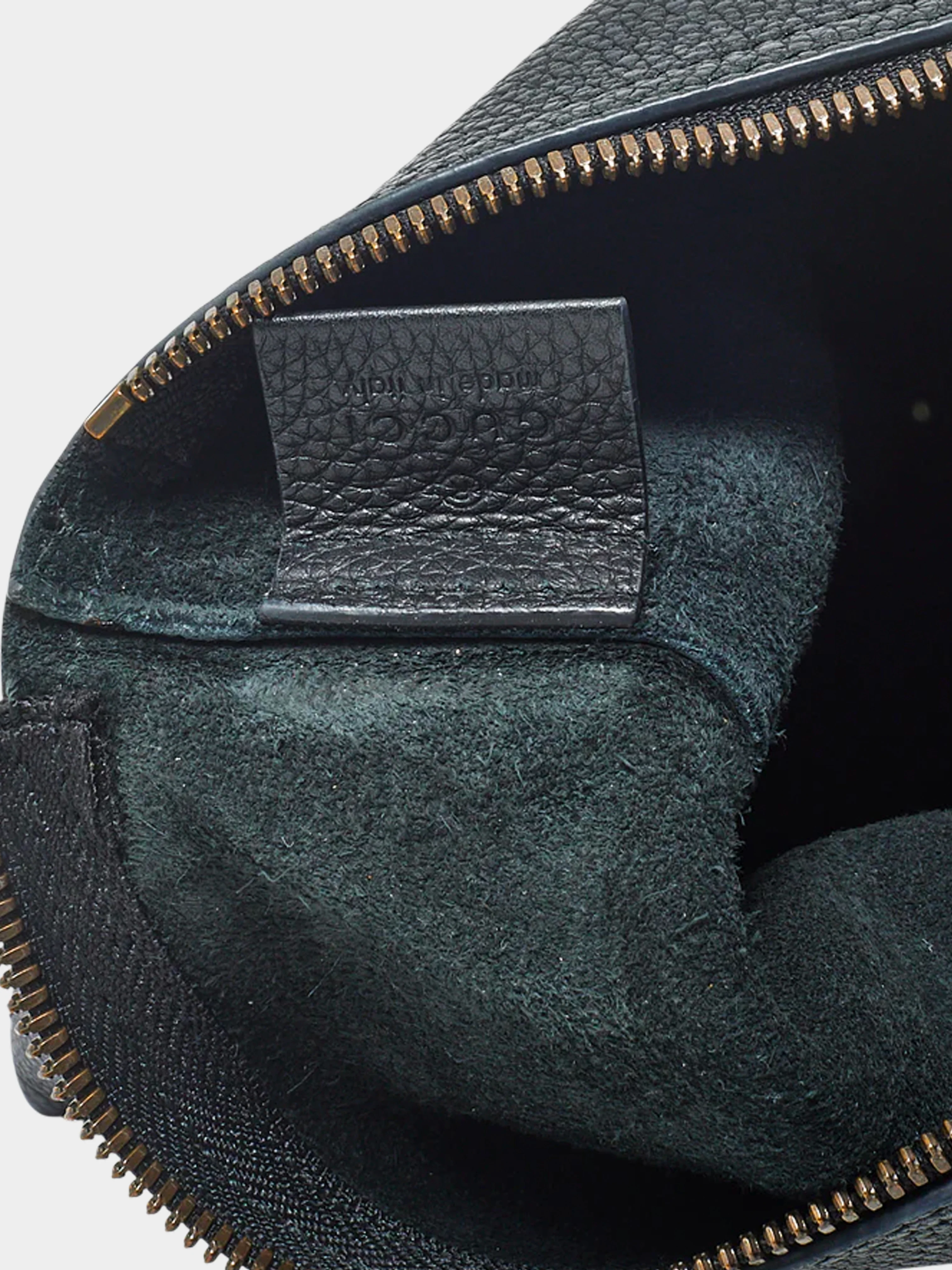 Gucci 2010s Black Leather Logo and Web Clutch - Image 4