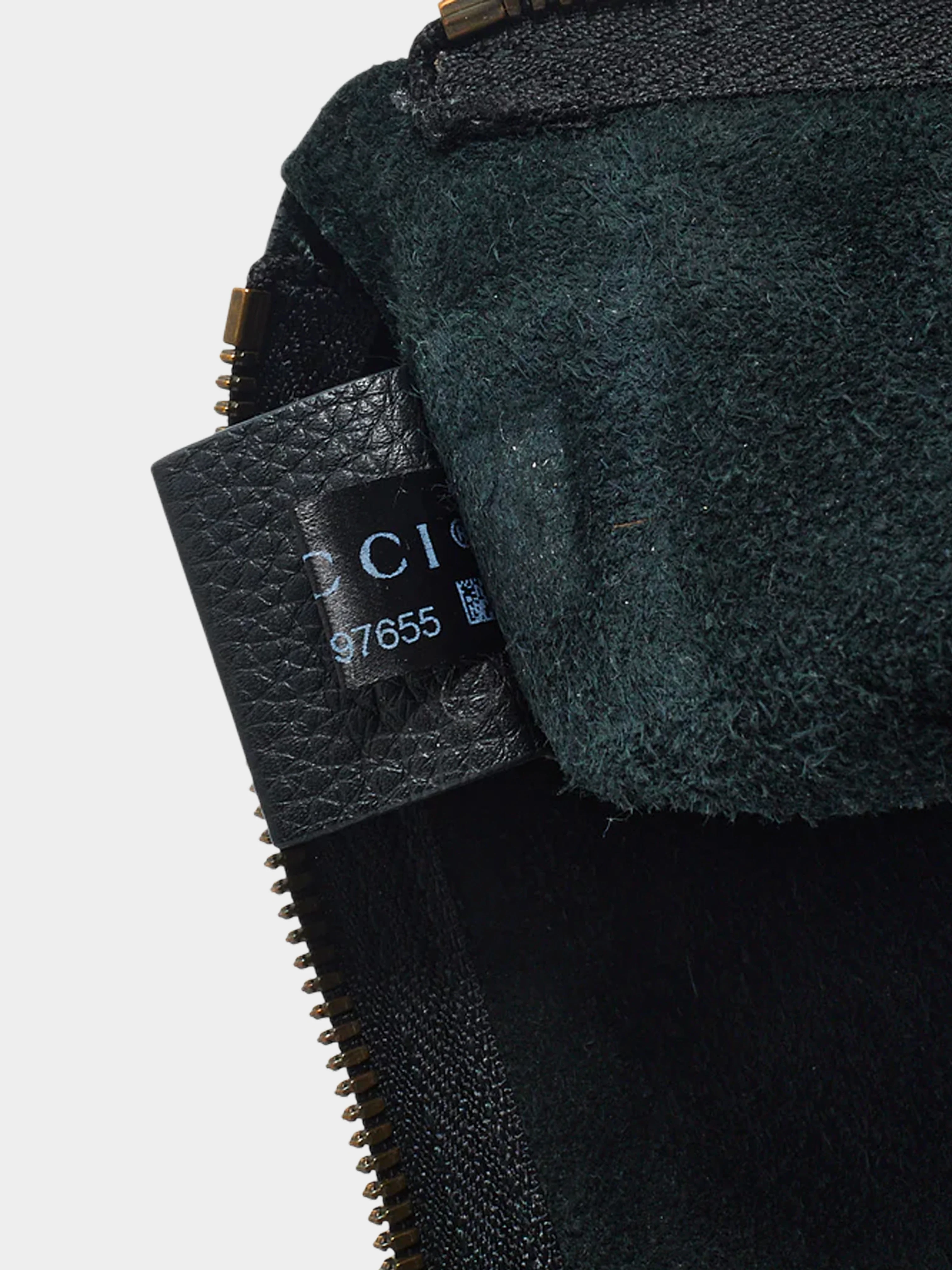 Gucci 2010s Black Leather Logo and Web Clutch - Image 5