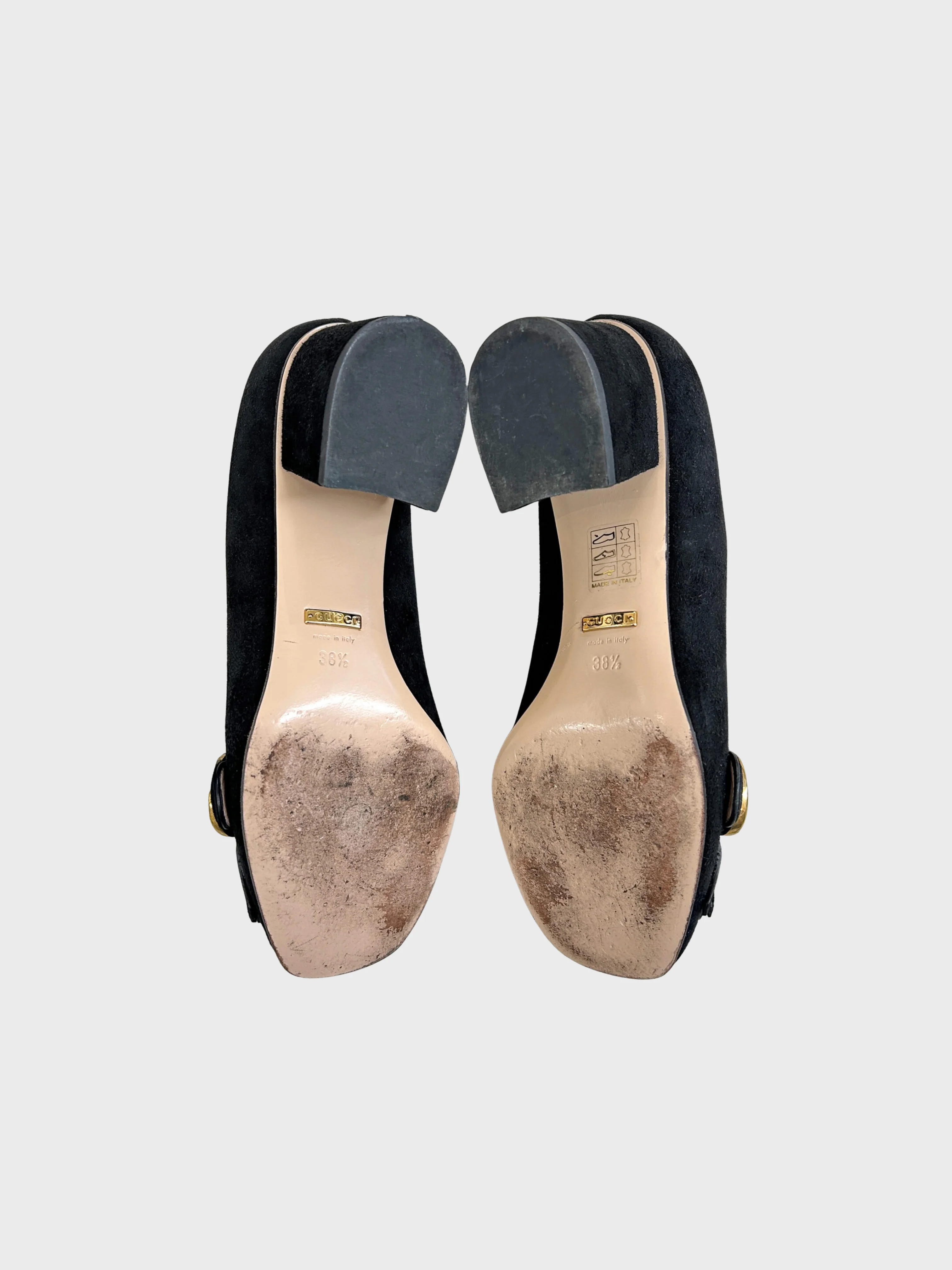 Gucci 2010s Black Suede GG Marmont Heeled Loafers - Image 4