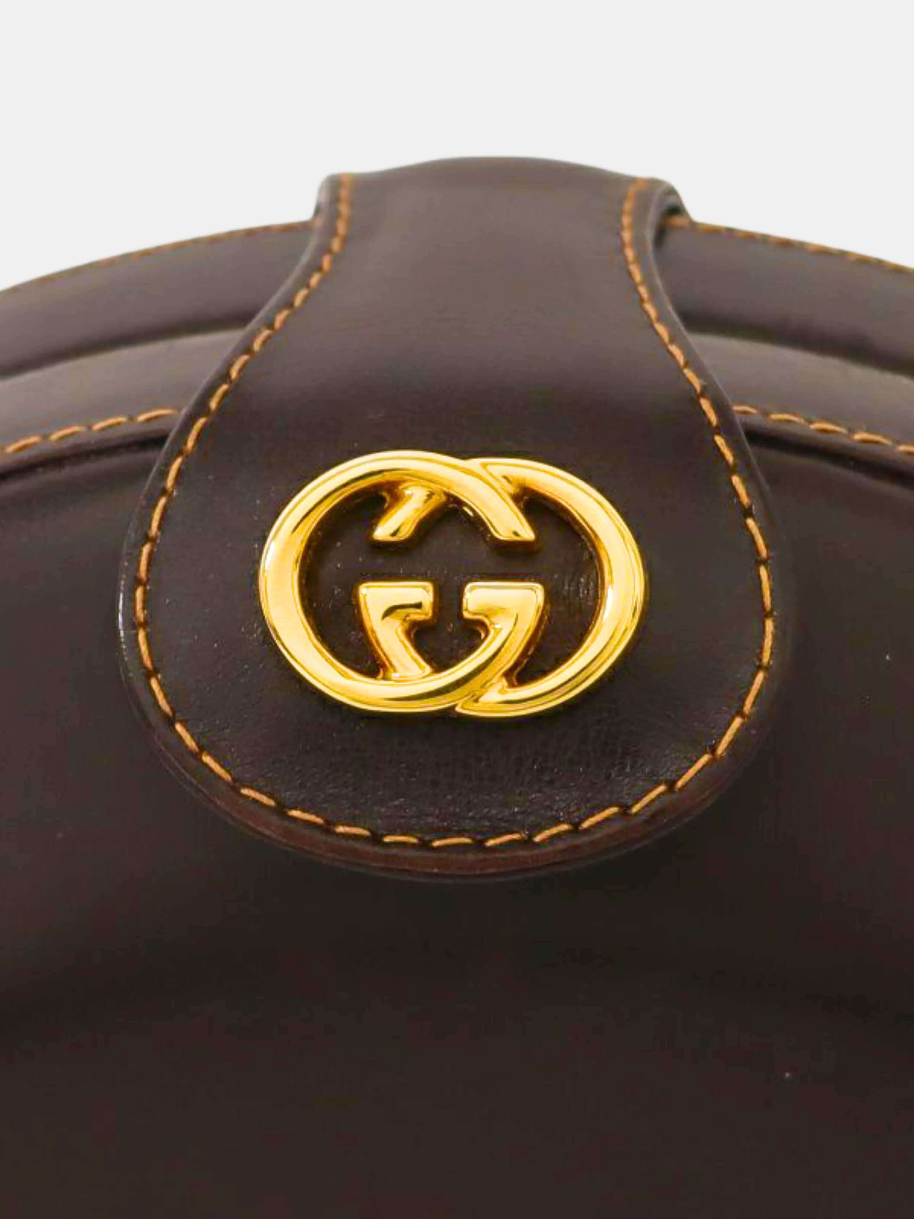 Gucci 2010s Brown Leather GG Round Bag - Image 5