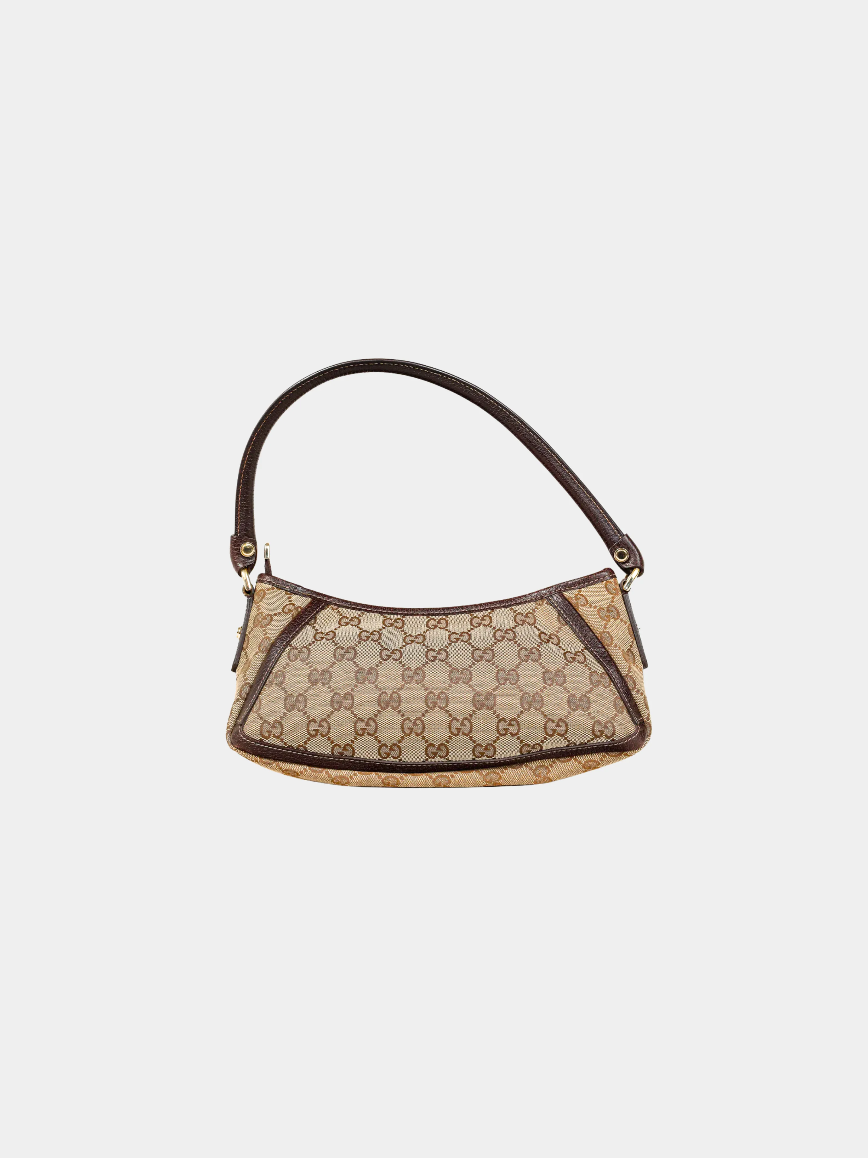 Gucci 2010s Brown Monogram D Ring Abbey Pochette Shoulder Bag - Image 2