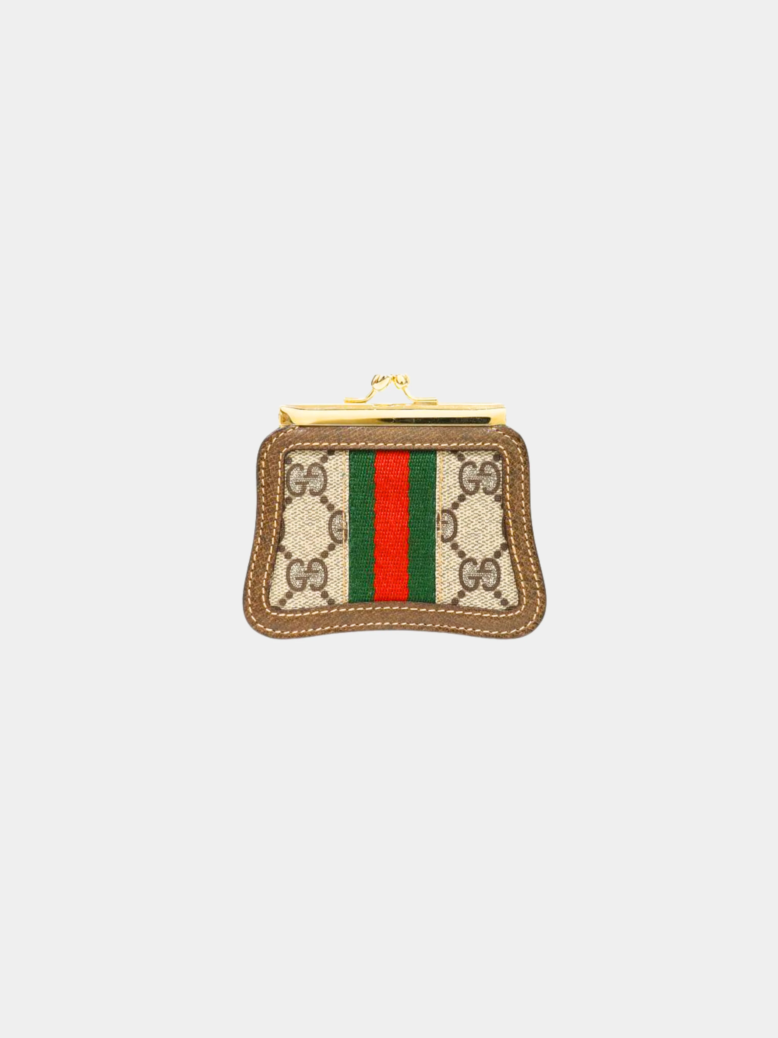 Gucci 2010s Brown Monogram GG Kisslock Coin Purse Wallet