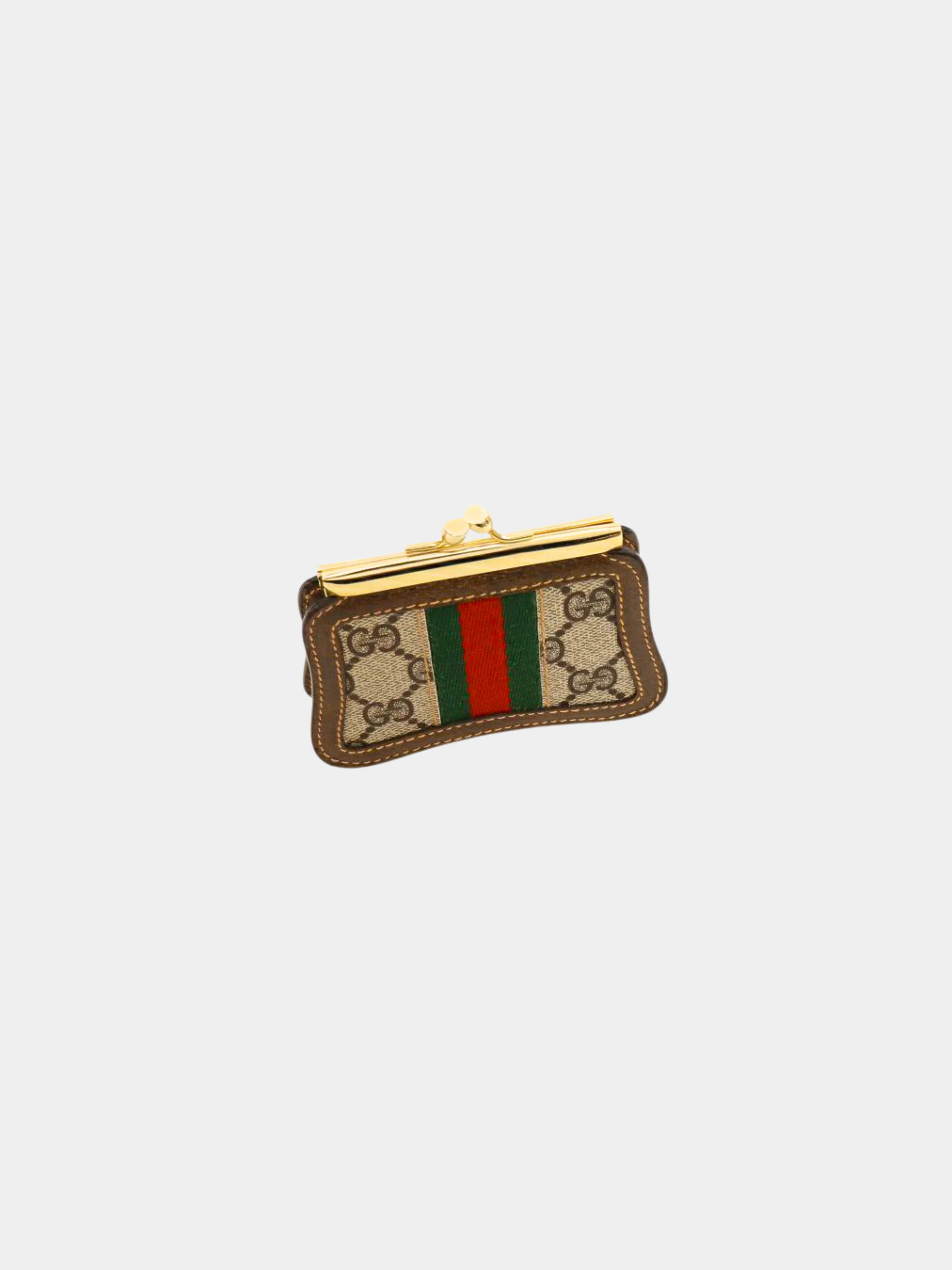 Gucci 2010s Brown Monogram GG Kisslock Coin Purse Wallet - Image 3