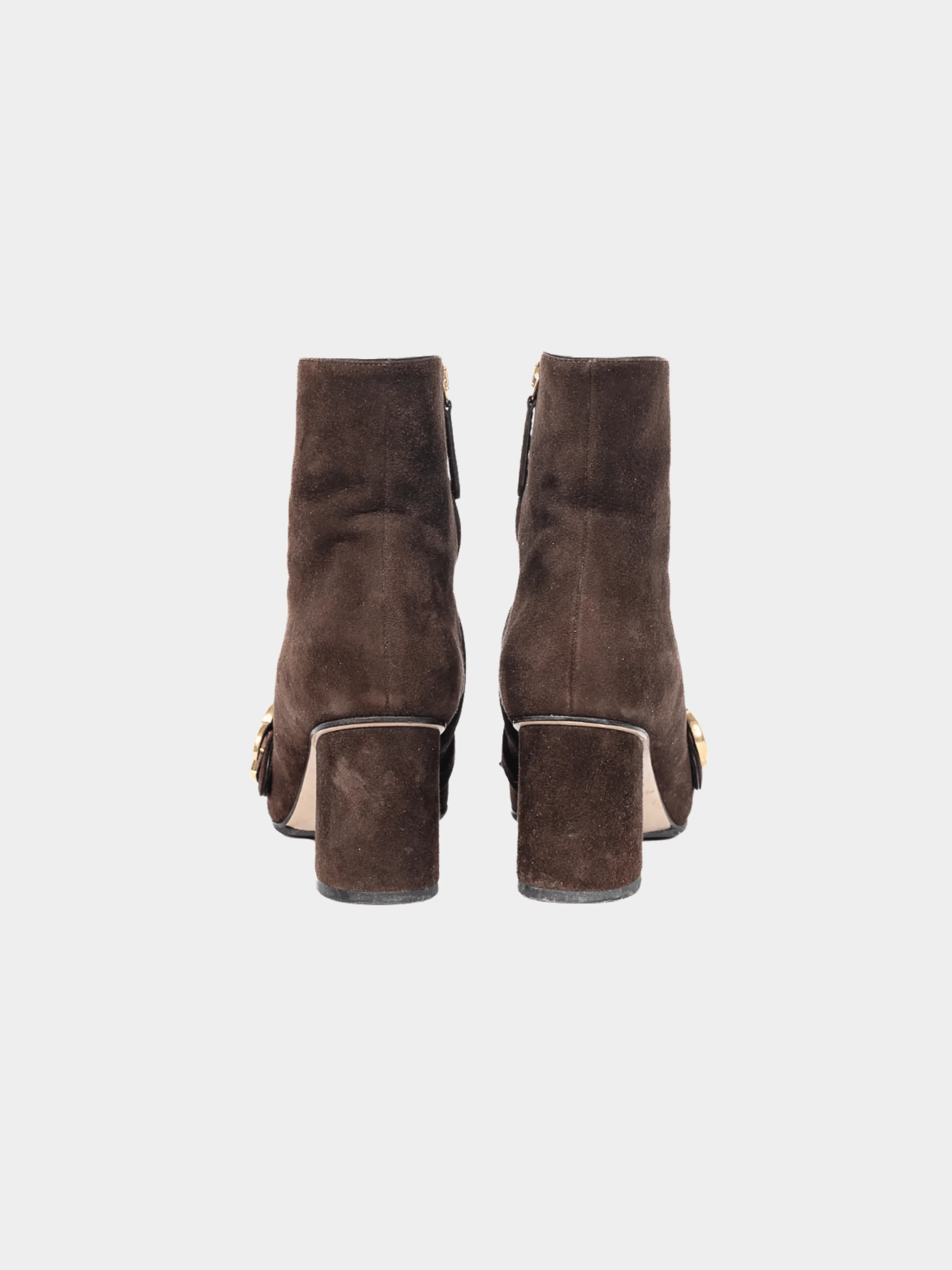 Gucci 2010s GG Marmont Chocolate Suede Fringed Ankle Boots - Image 3