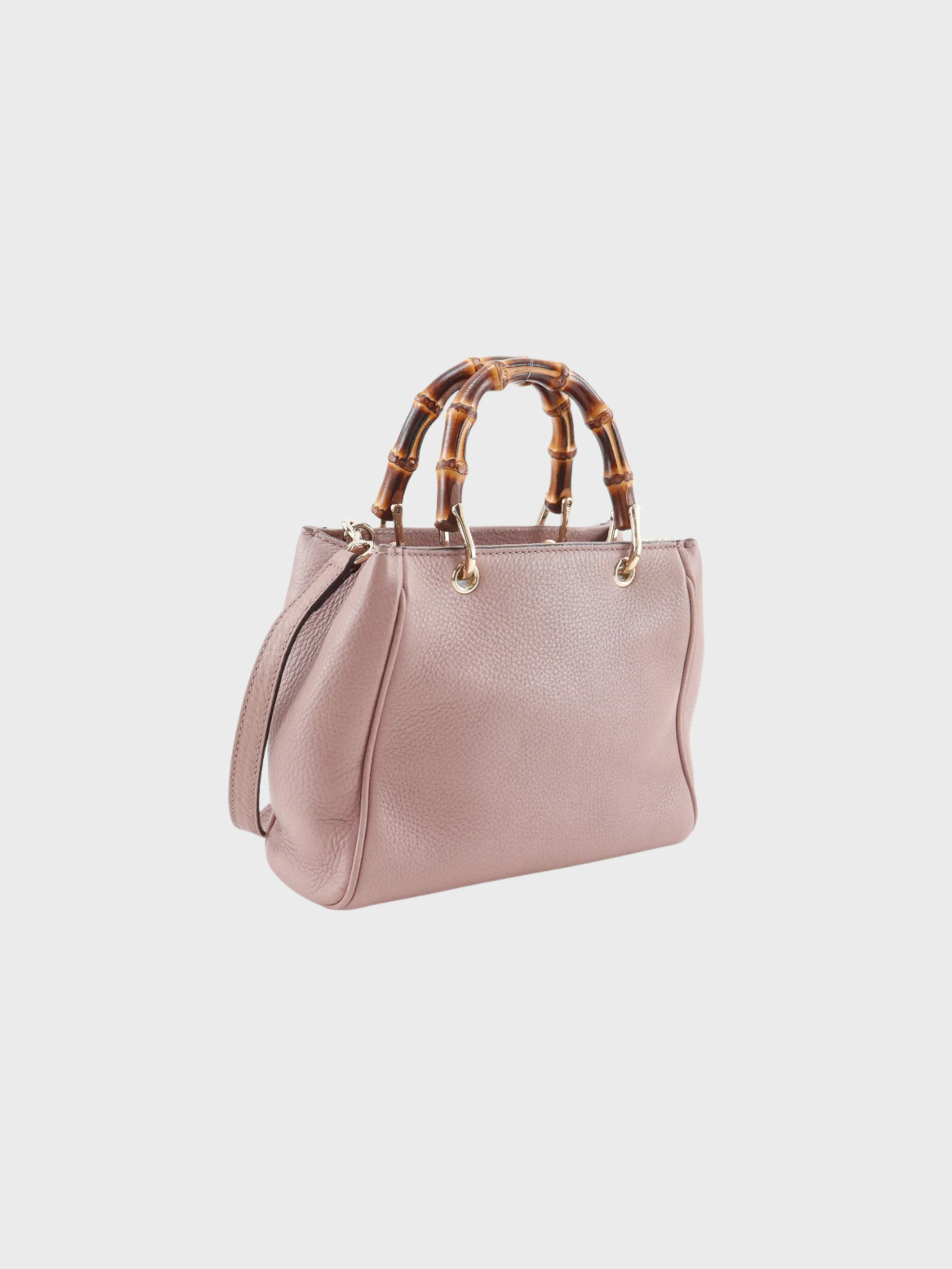 Gucci 2010s Pink Calfskin Bamboo Mini Shopper 2-Way Handbag - Image 3