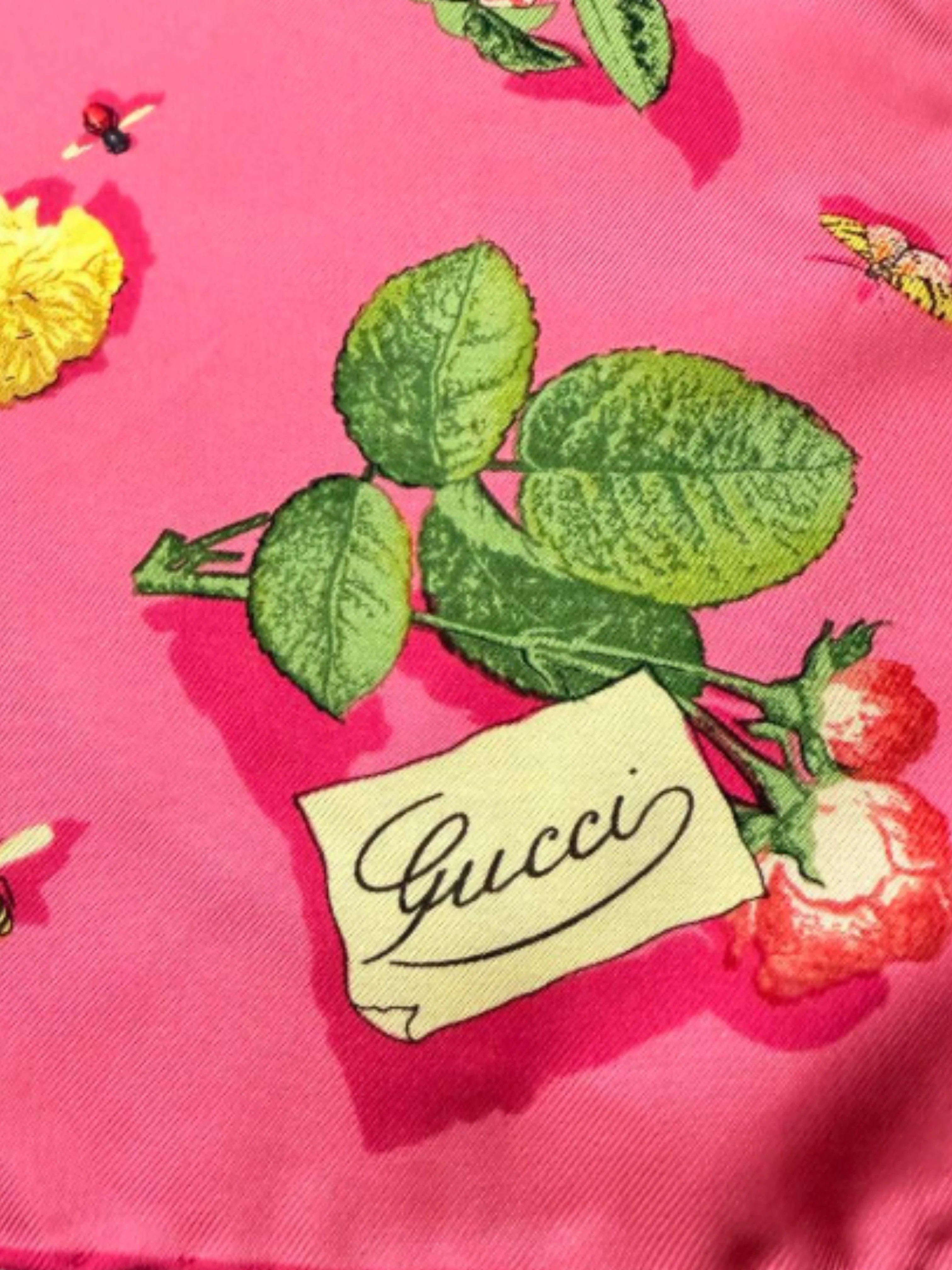Gucci 2010s Pink Silk Floral Scarf - Image 2