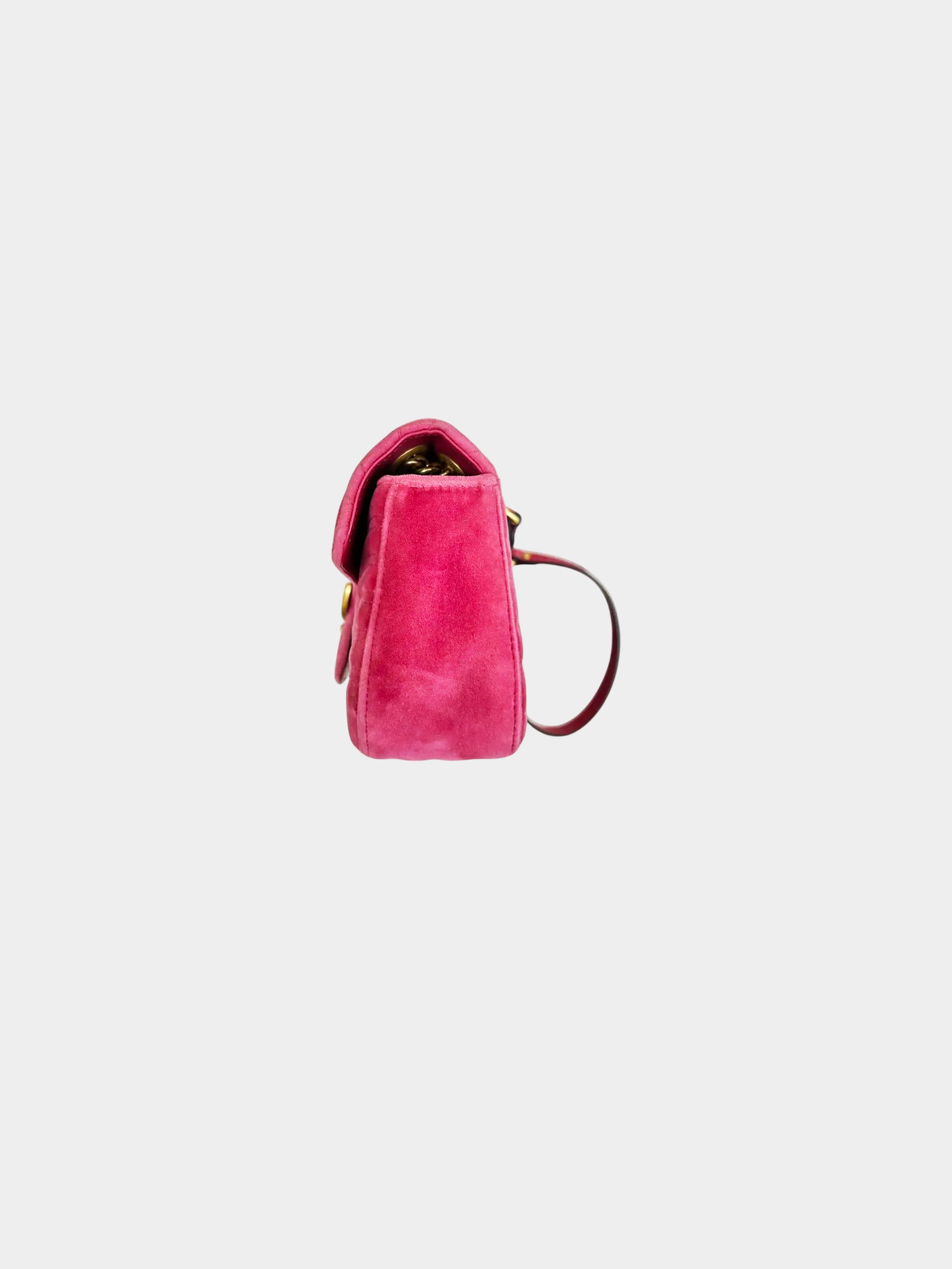 Gucci 2010s Pink Velvet Marmont Matelasse GG Small Shoulder Bag - Image 3