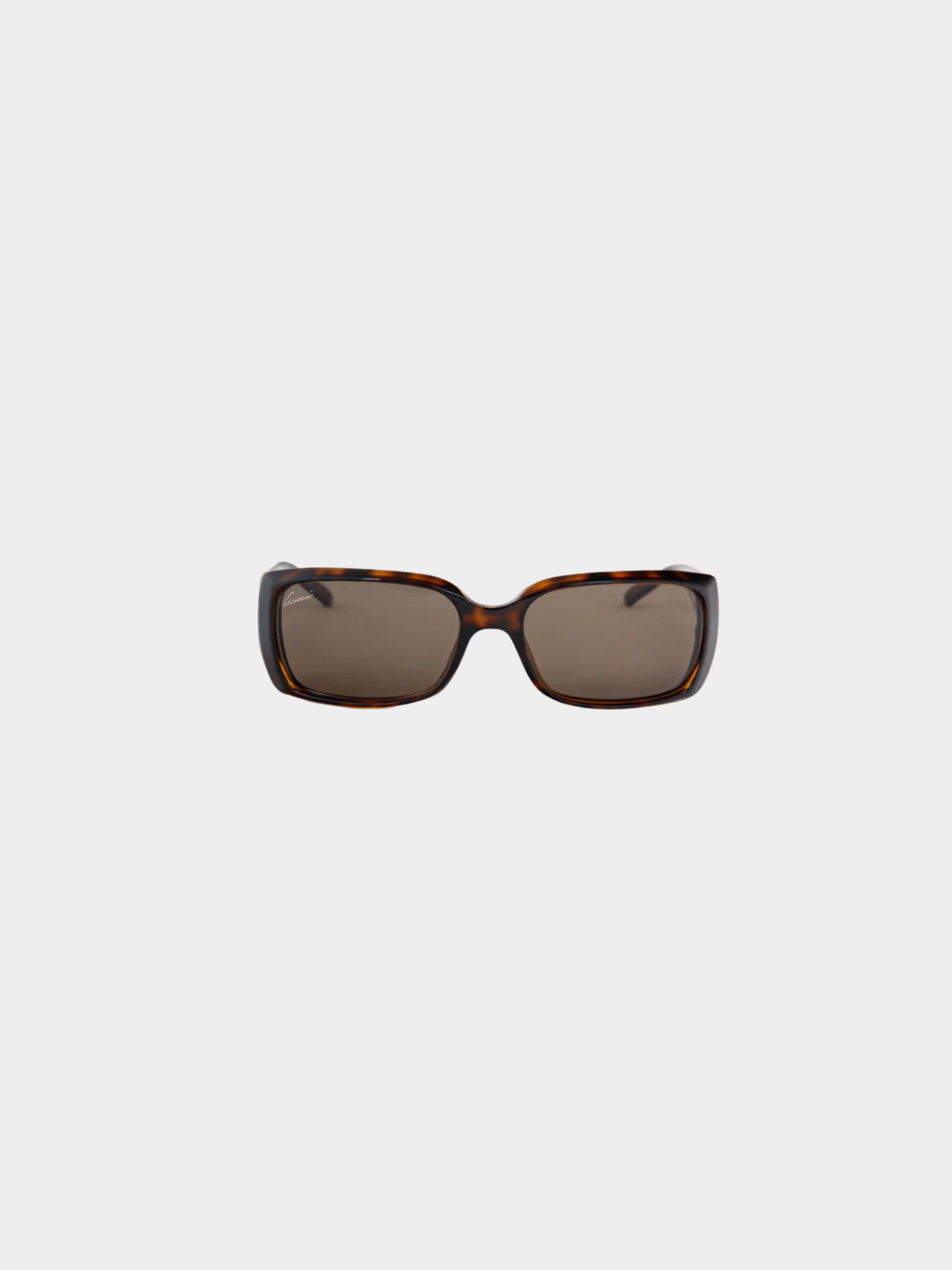 Gucci 2012 Brown Tortoiseshell GG-Hinge Rectangular Sunglasses - Image 2