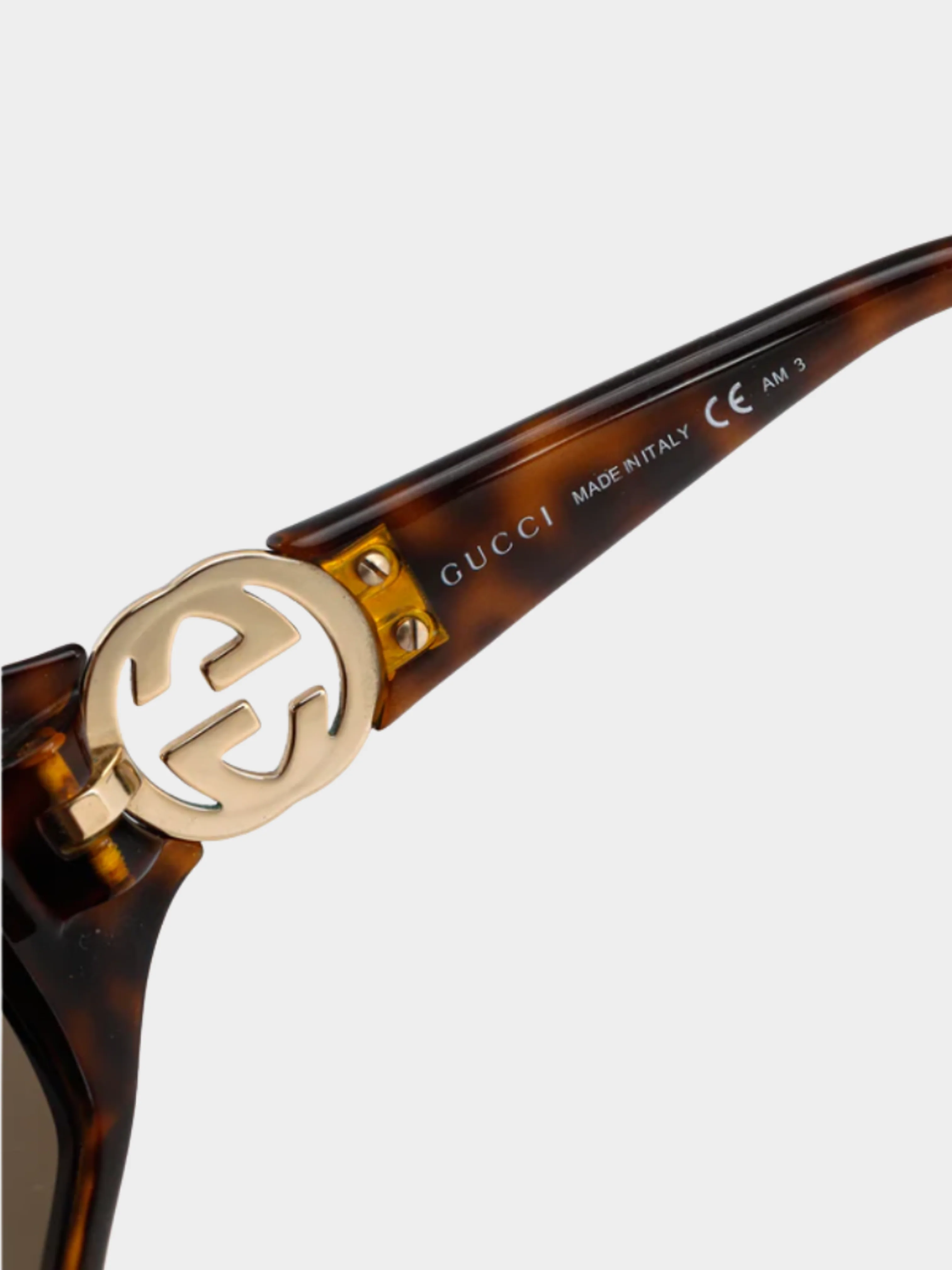 Gucci 2012 Brown Tortoiseshell GG-Hinge Rectangular Sunglasses - Image 5