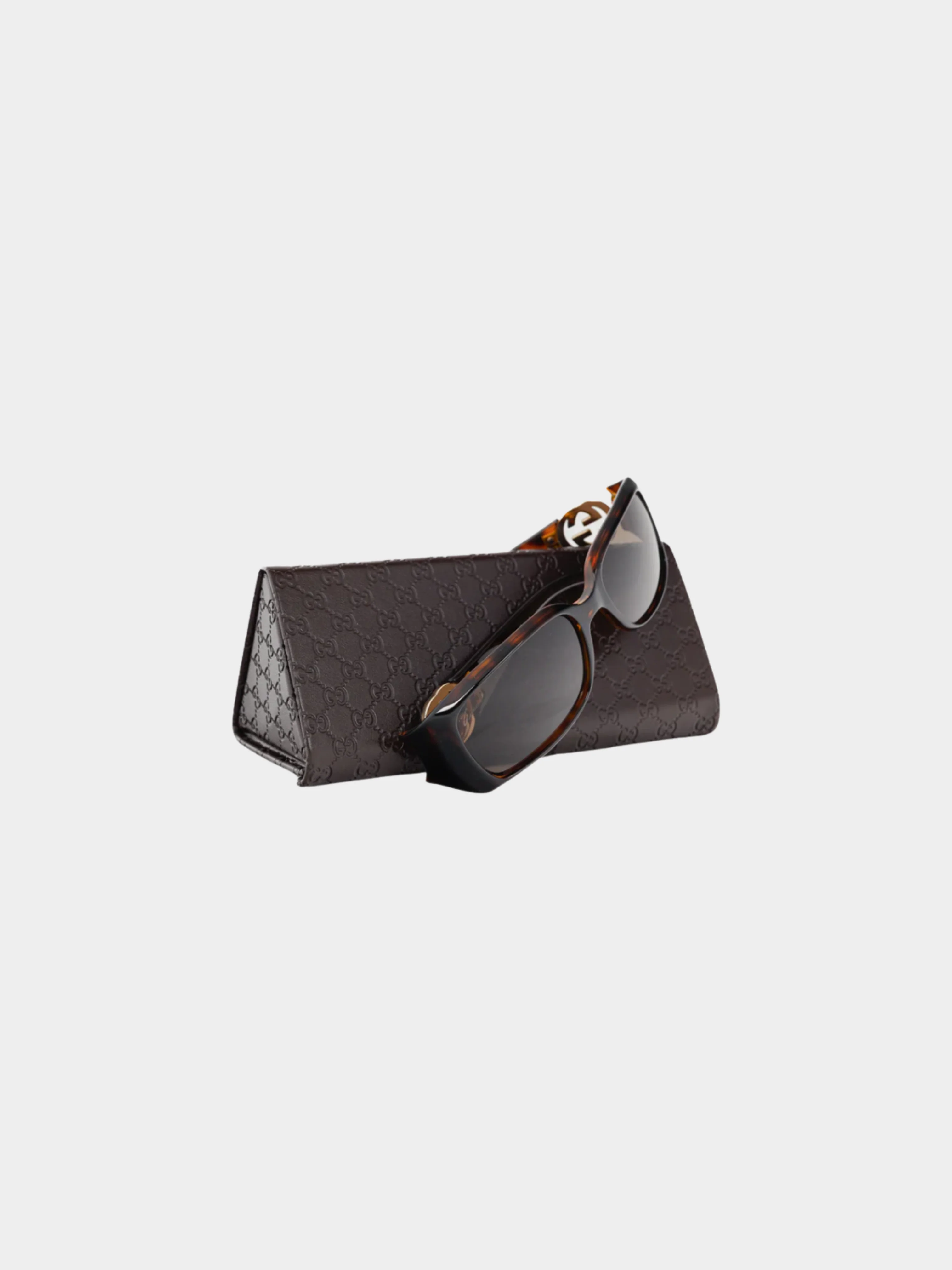 Gucci 2012 Brown Tortoiseshell GG-Hinge Rectangular Sunglasses - Image 6
