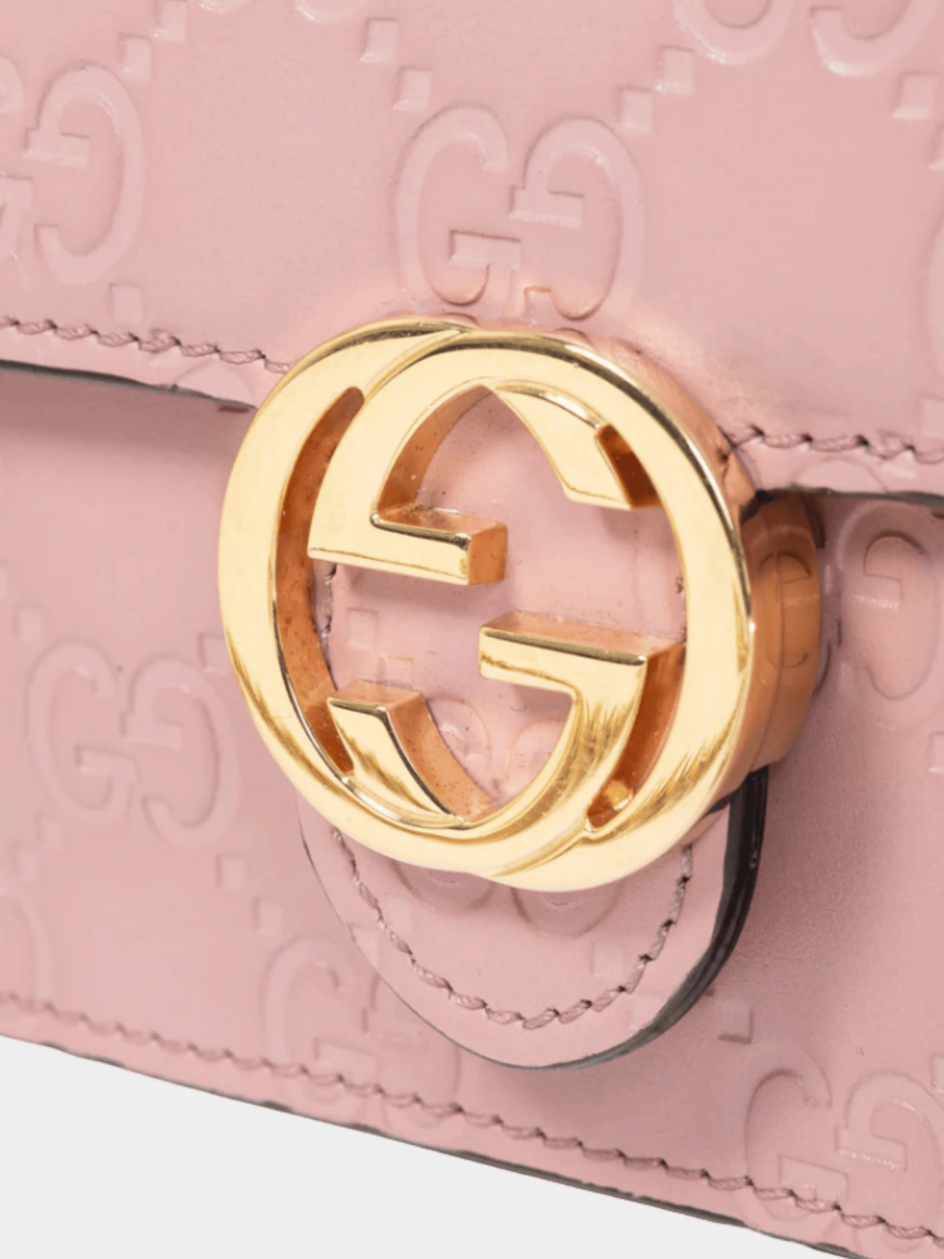 Gucci 2016 Pink Icon Camellia Guccissima Gucci Signature Chain Wallet - Image 5