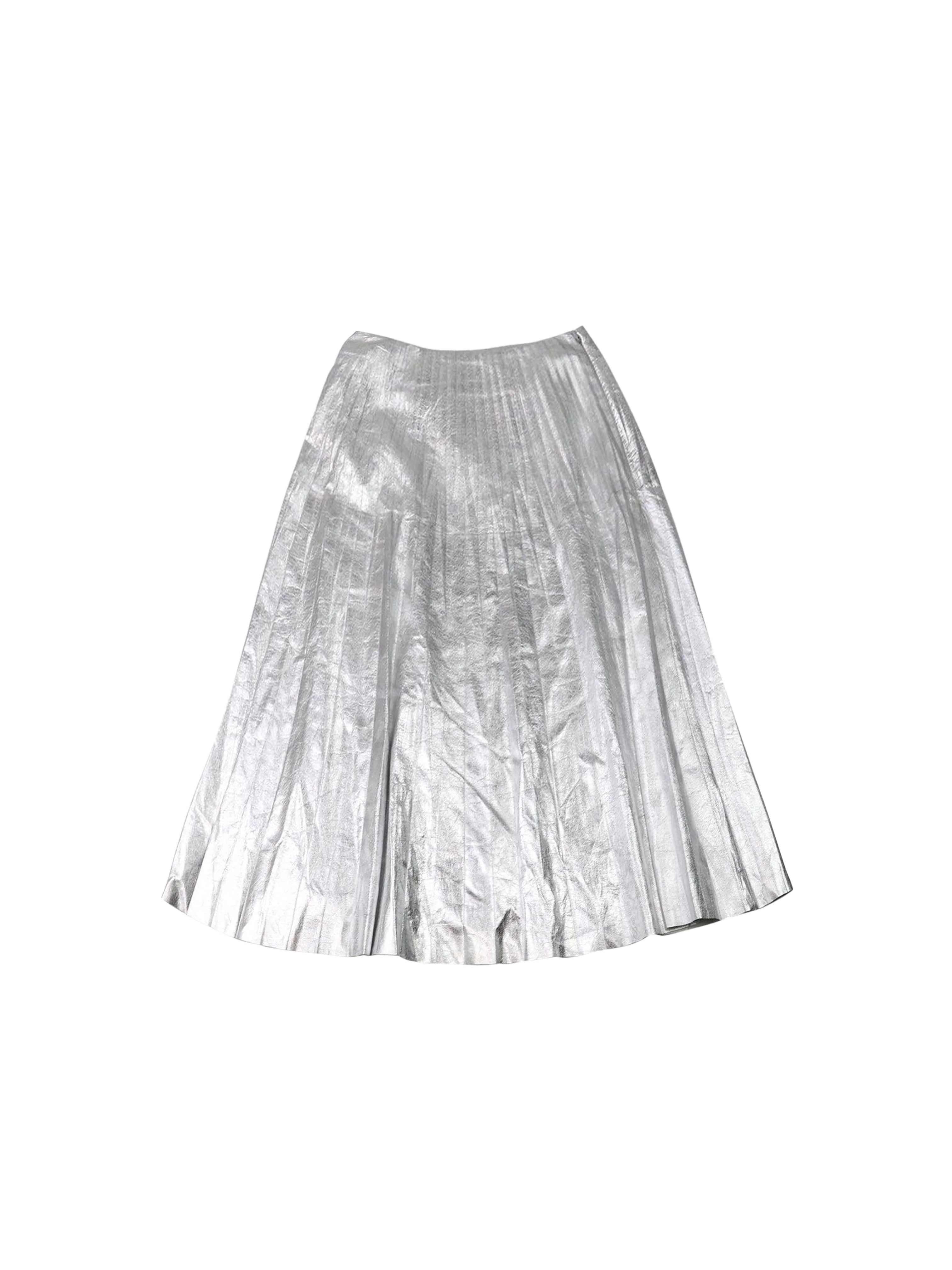 Gucci 2017 Pleated Silver Metallic Skirt - Image 2