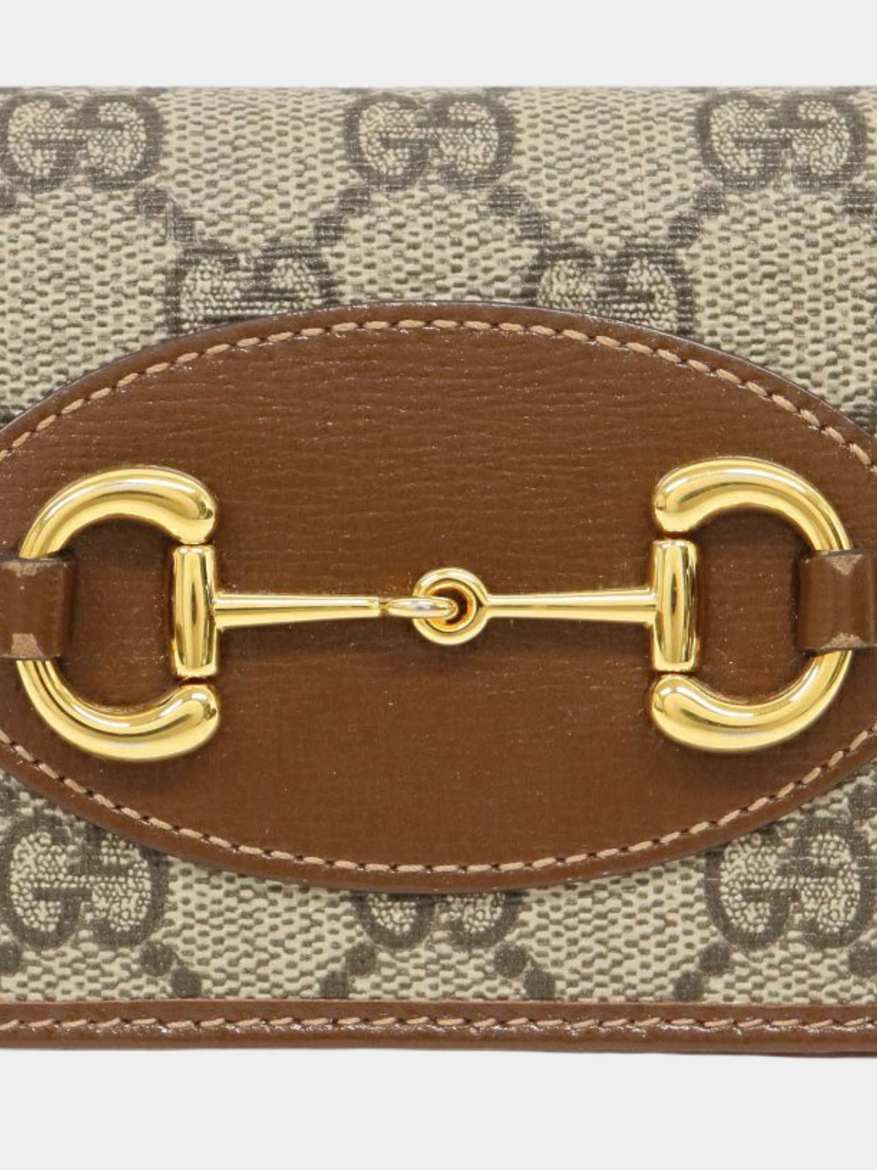 Gucci 2020s Beige Brown PVC Leather Horsebit 1955 Small Wallet - Image 5