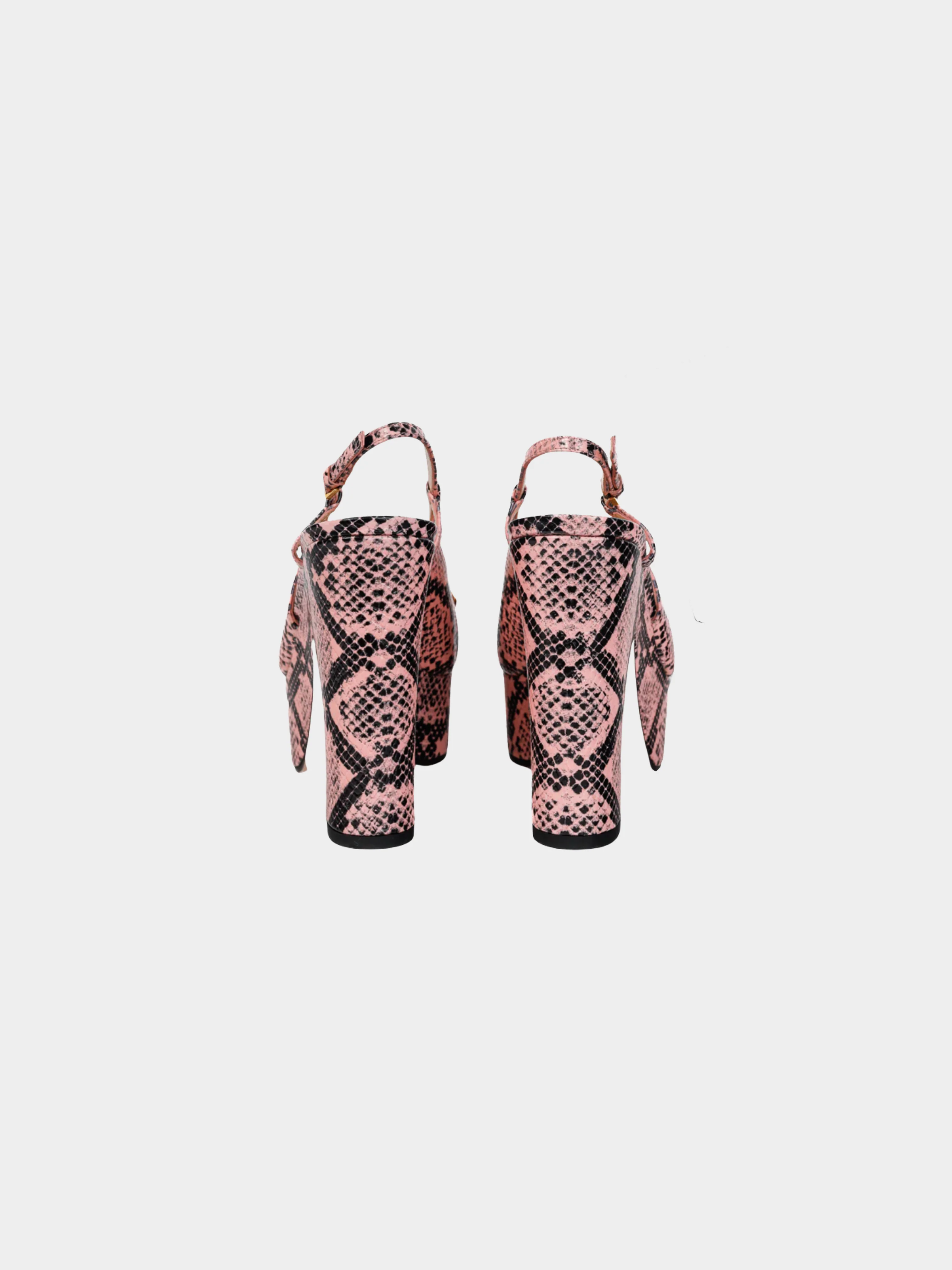 Gucci 2023 Rose Python Calf Print Horsebit Platform Sandals - Image 2