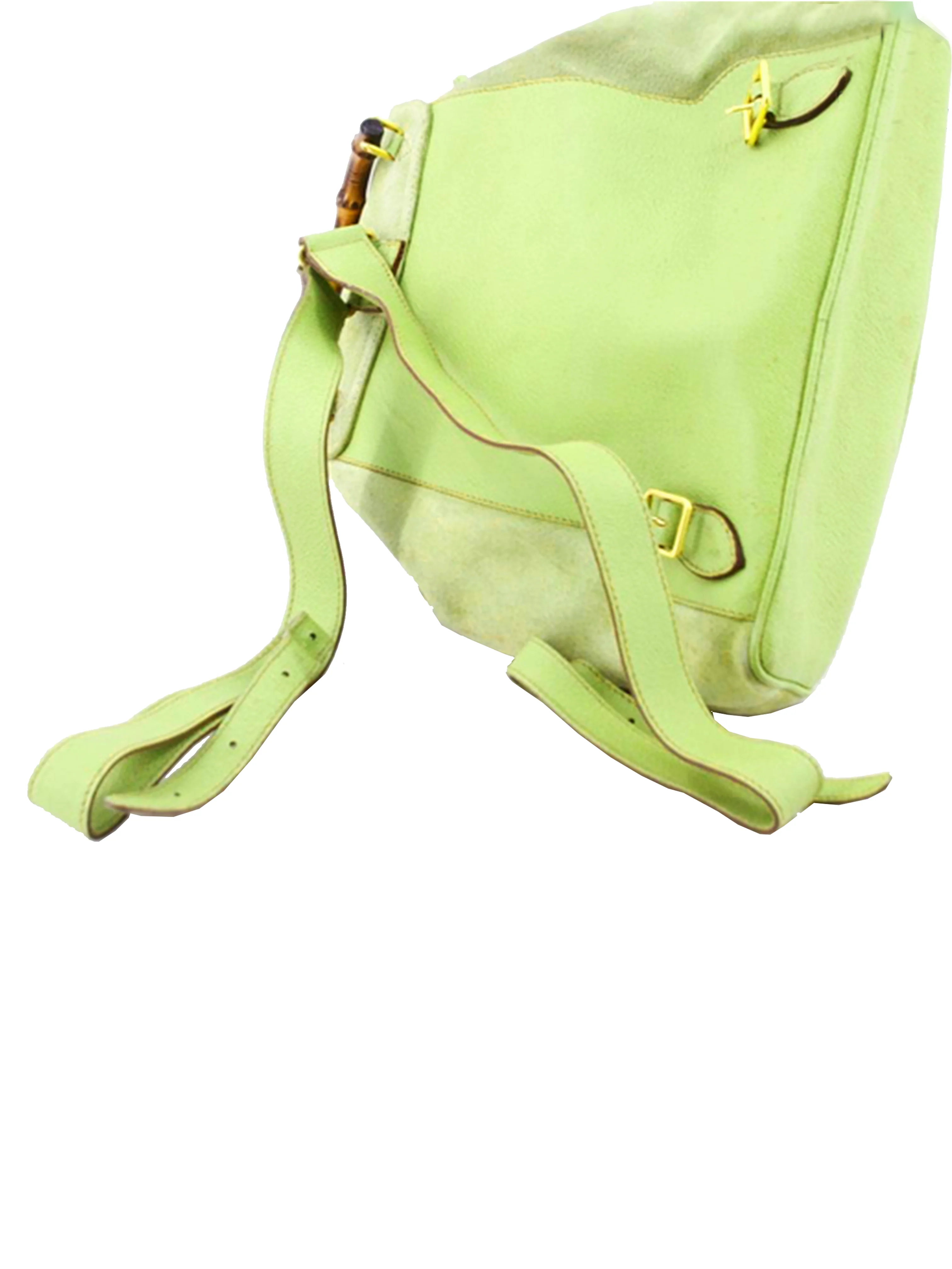 Gucci Bamboo 2000s Green Suede Backpack - Image 2