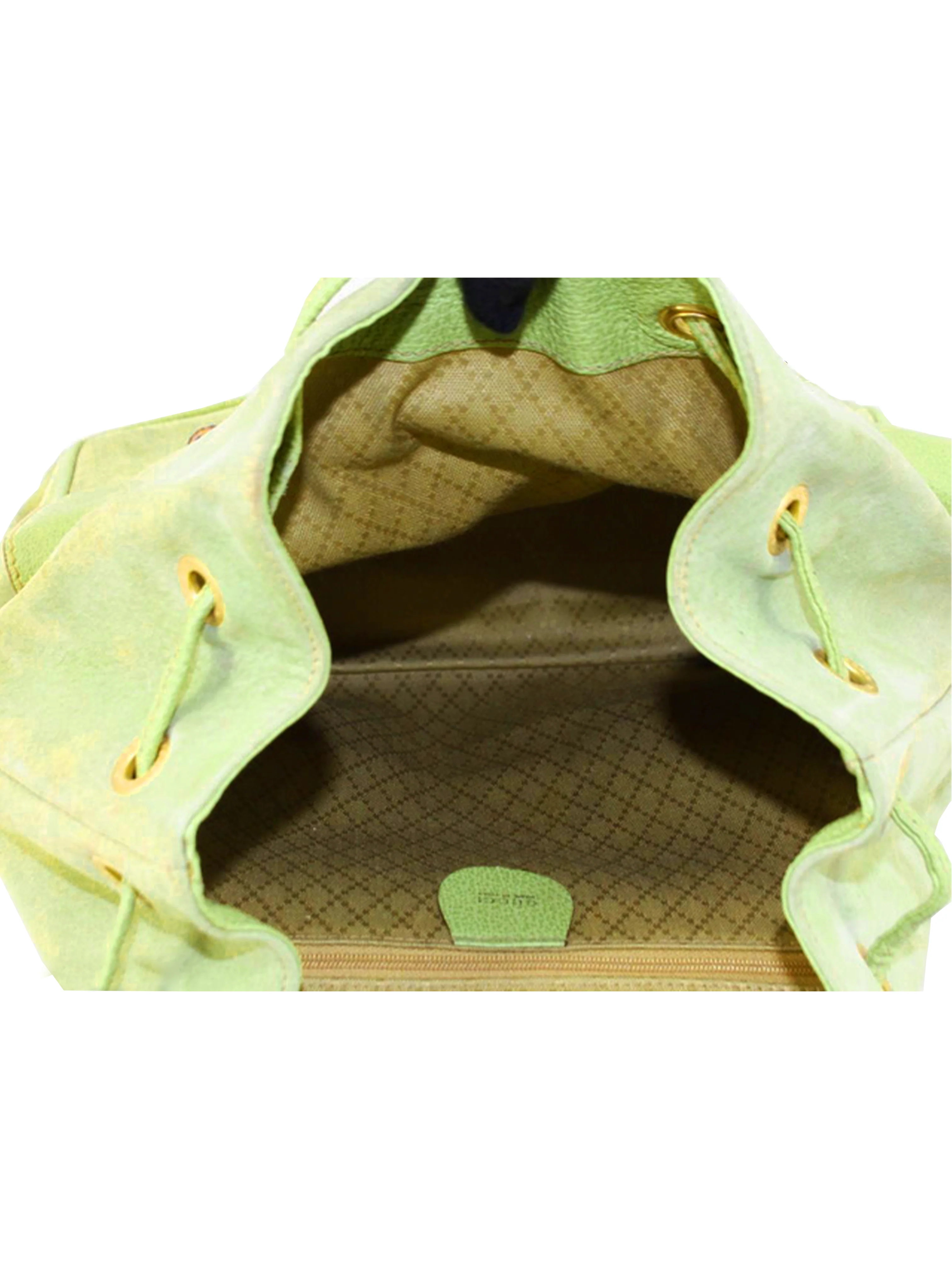Gucci Bamboo 2000s Green Suede Backpack - Image 3
