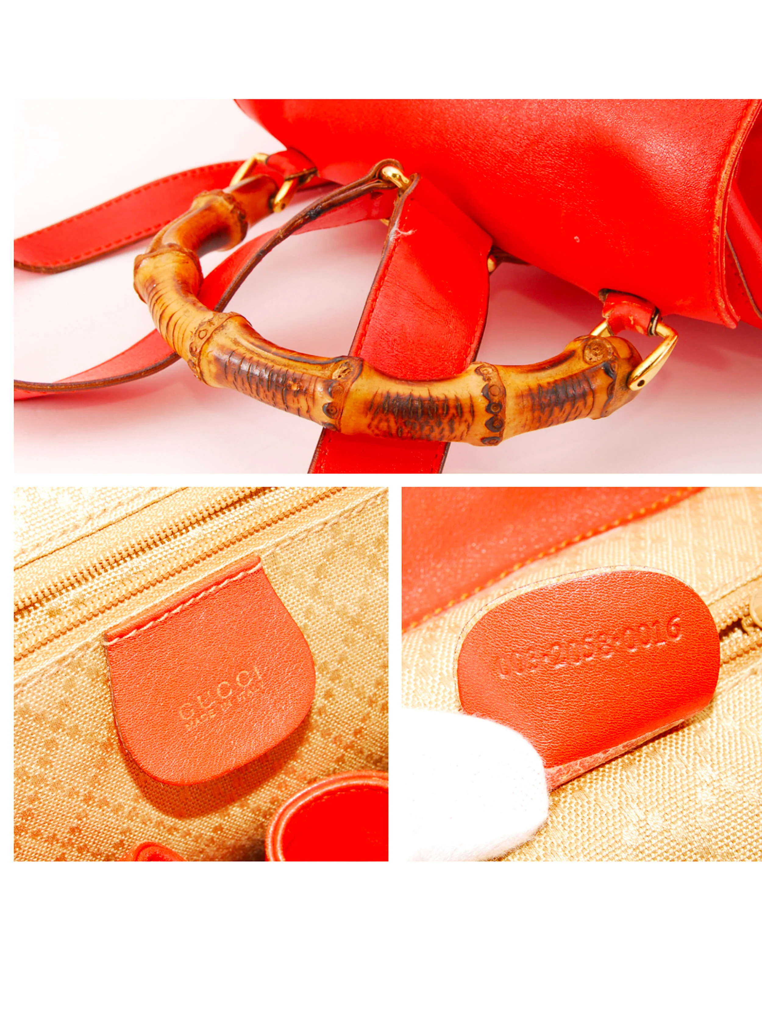 Gucci Bamboo 2000s Orange/Red Leather Backpack - Image 4