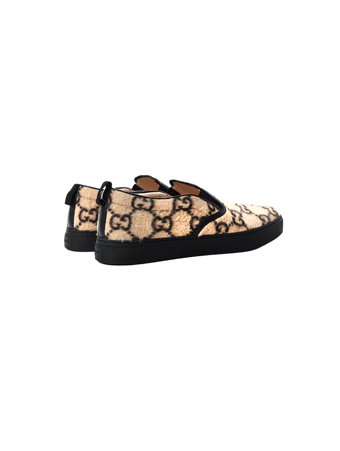 Gucci Beige 2000s Wool Monogram Dublin Slip-On Sneakers - Image 4