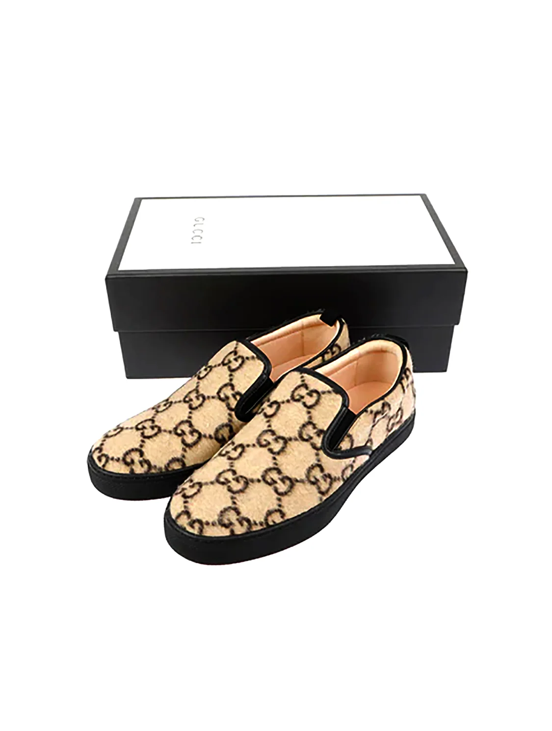 Gucci Beige 2000s Wool Monogram Dublin Slip-On Sneakers - Image 7