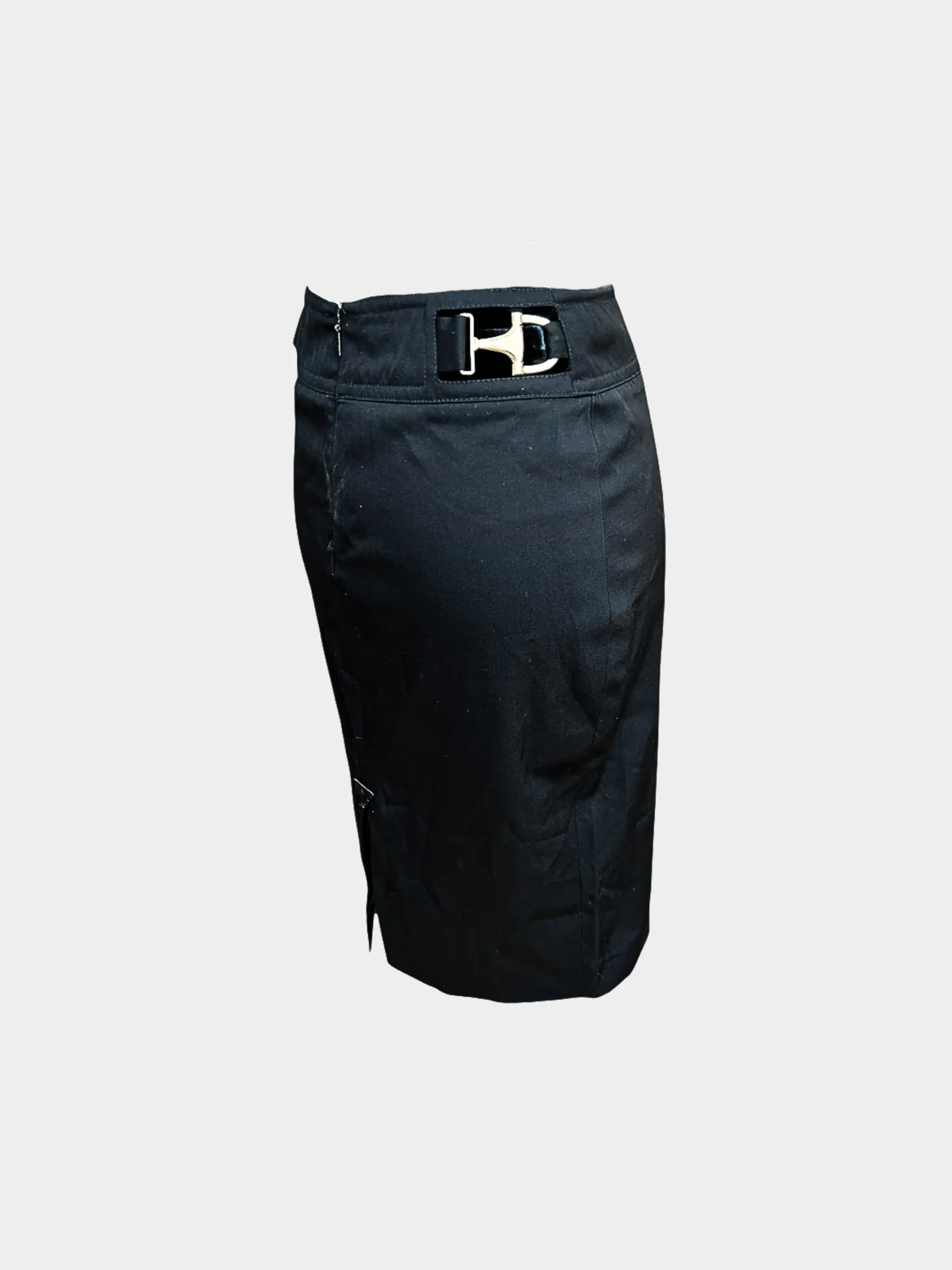 Gucci by Tom Ford 2000s Black Horse-bit Midi Skirt - Image 2