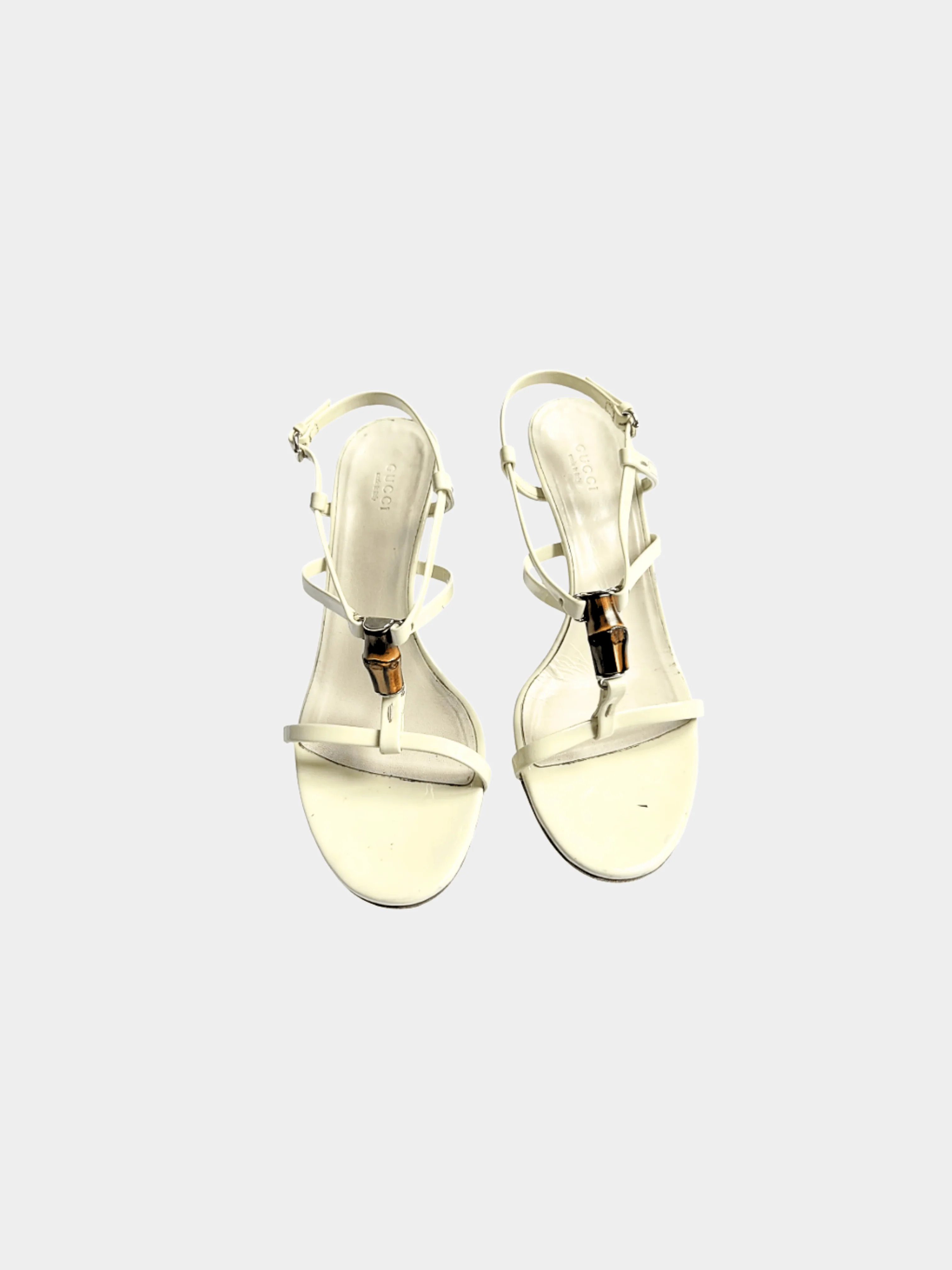 Gucci by Tom Ford 2000s Cream Bamboo Sandal Heels - Image 2