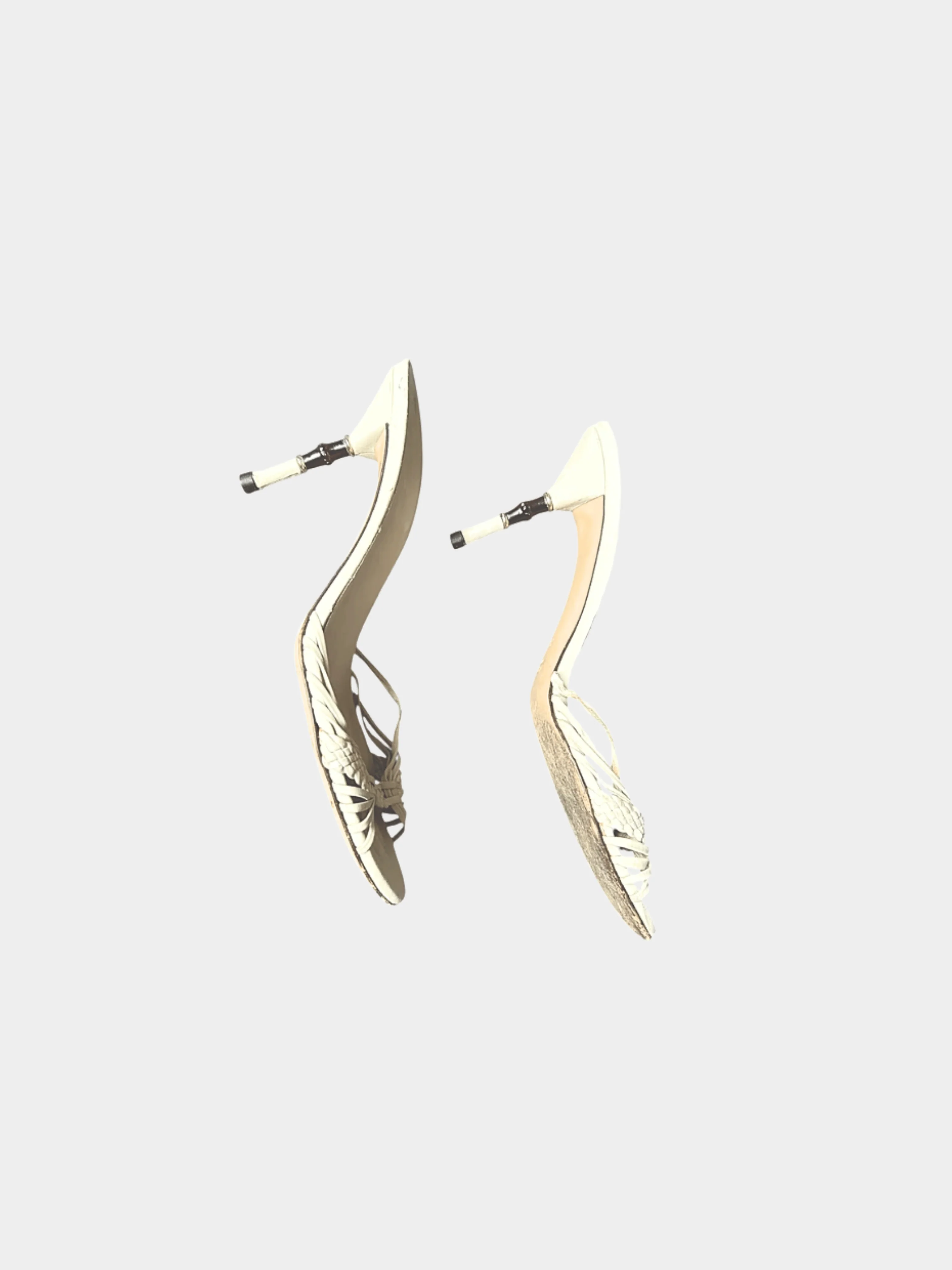 Gucci by Tom Ford 2000s White Bamboo Mules - Image 3