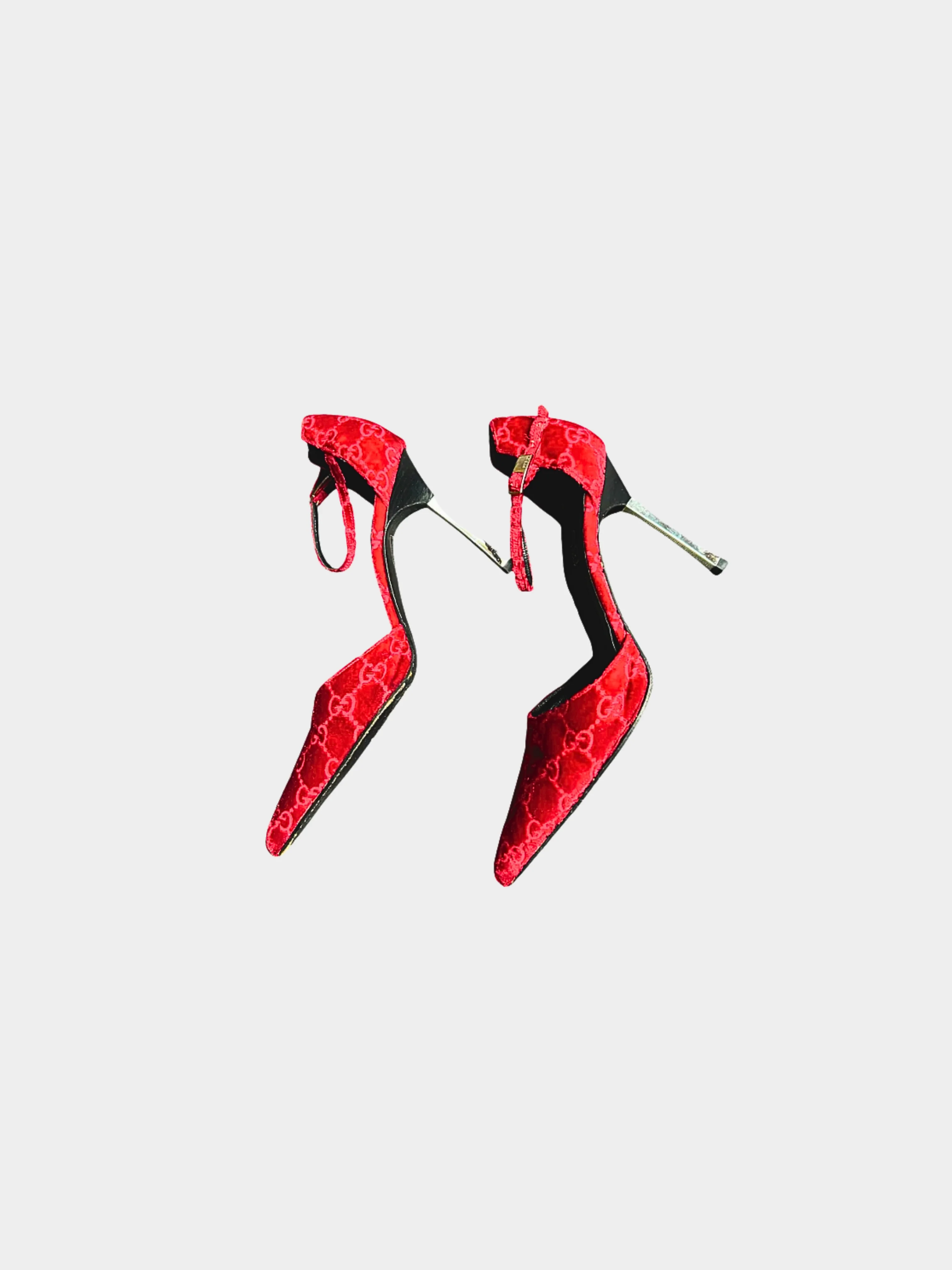 Gucci by Tom Ford FW 1997 Red GG Monogram Heels - Image 3