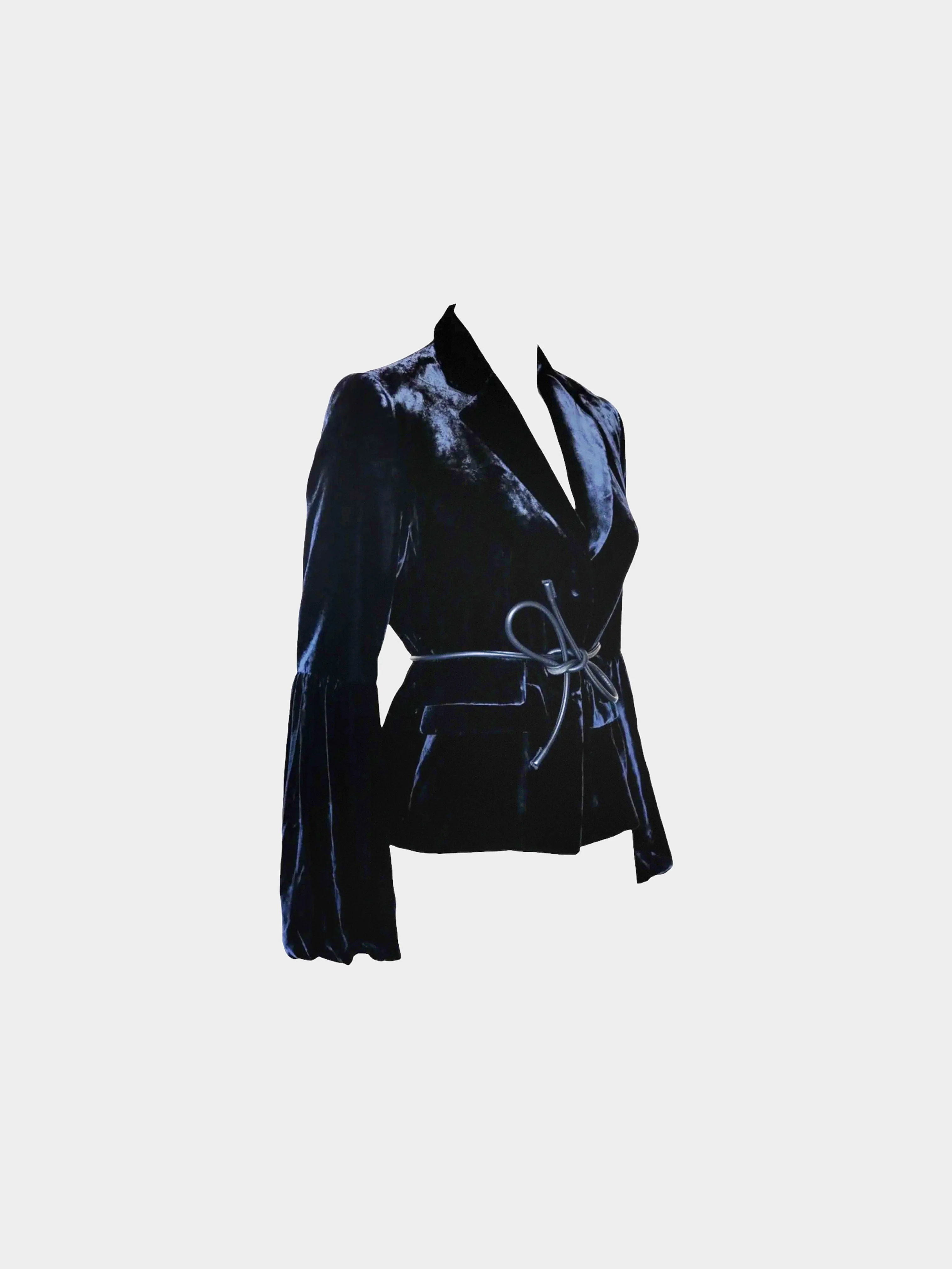 Gucci by Tom Ford FW 1999 Runway Navy Velour Jacket - Image 3