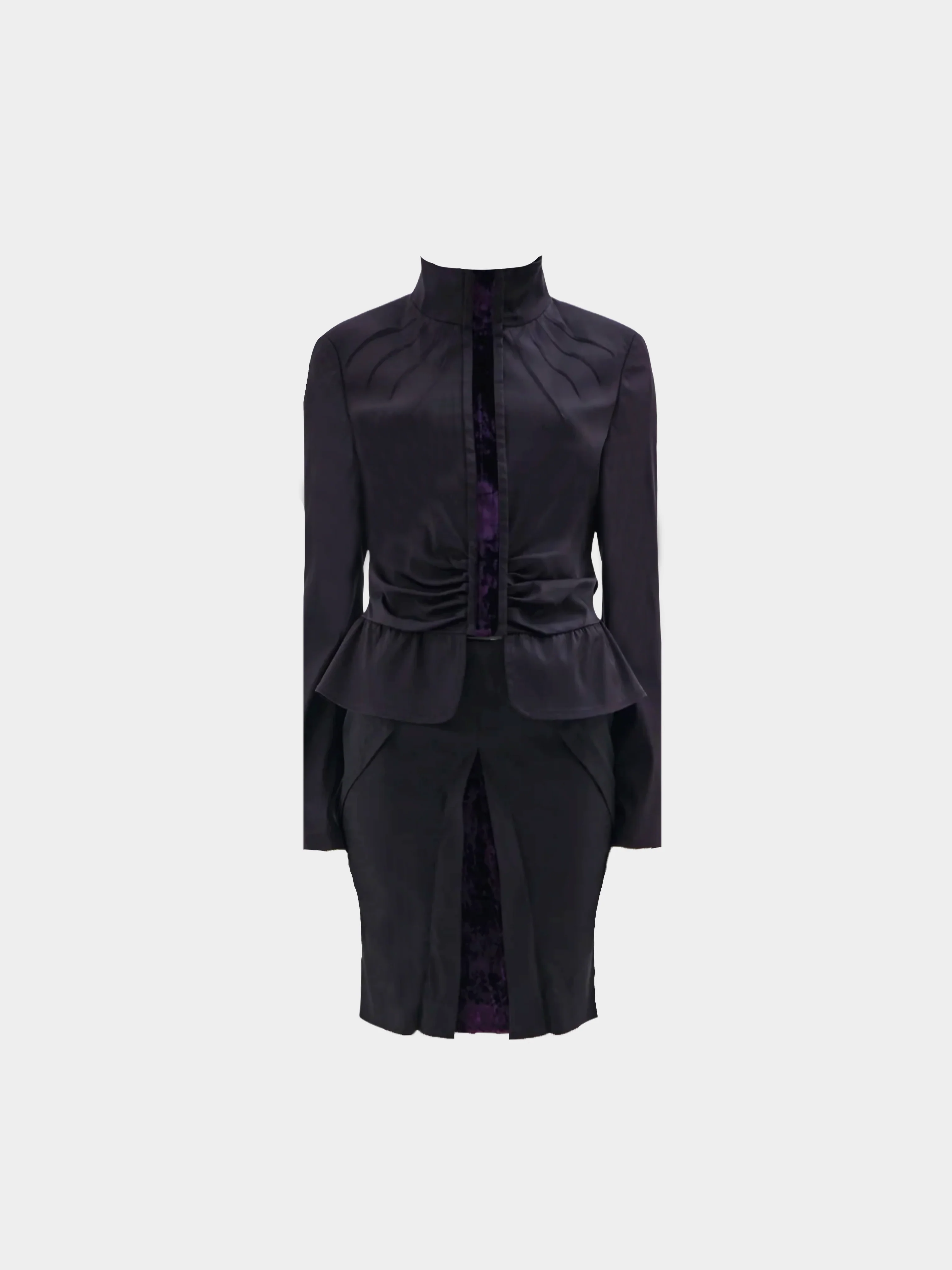 Gucci by Tom Ford FW 2004 Aubergine Taffeta Three Piece Set - Image 2